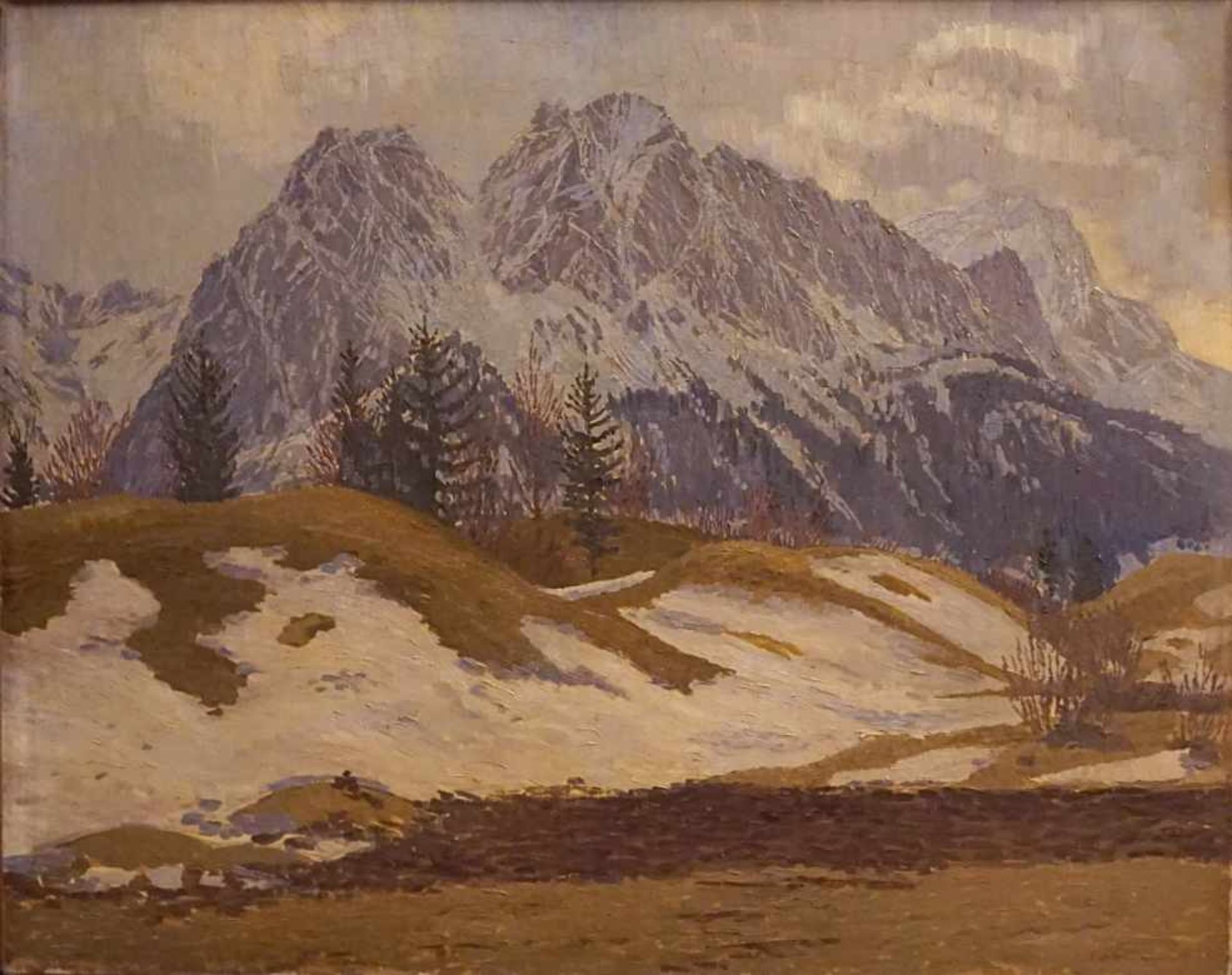 1 Ölgemälde "Kleiner und Großer Waxenstein mit Zugspitze" R.u. sign. Carl REISER