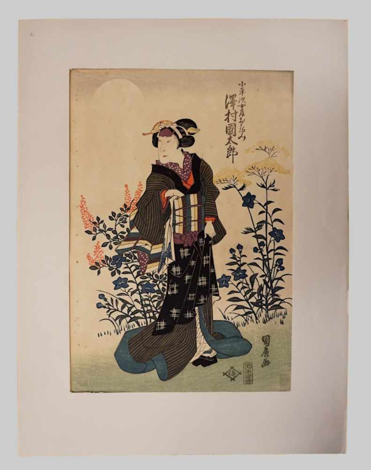 1 Farbholzschnitt "Damenportrait" R. unten sign./unten bez. Hiroshige ANDO, Utagawa