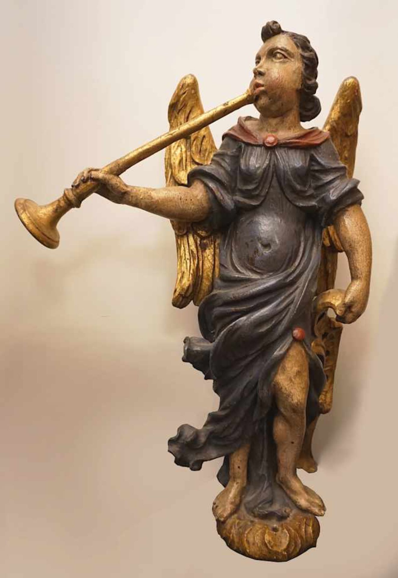 1 Skulptur Holz geschnitzt "Posaunenengel", wohl Frankreich Mitte 17.Jh.,