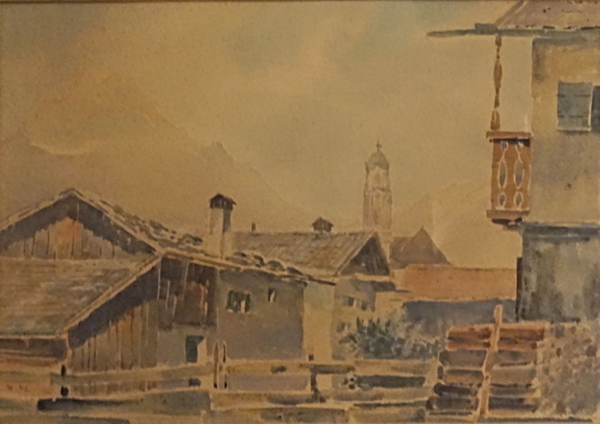 1 Aquarell "Mittenwald" L.u. monogr. LG