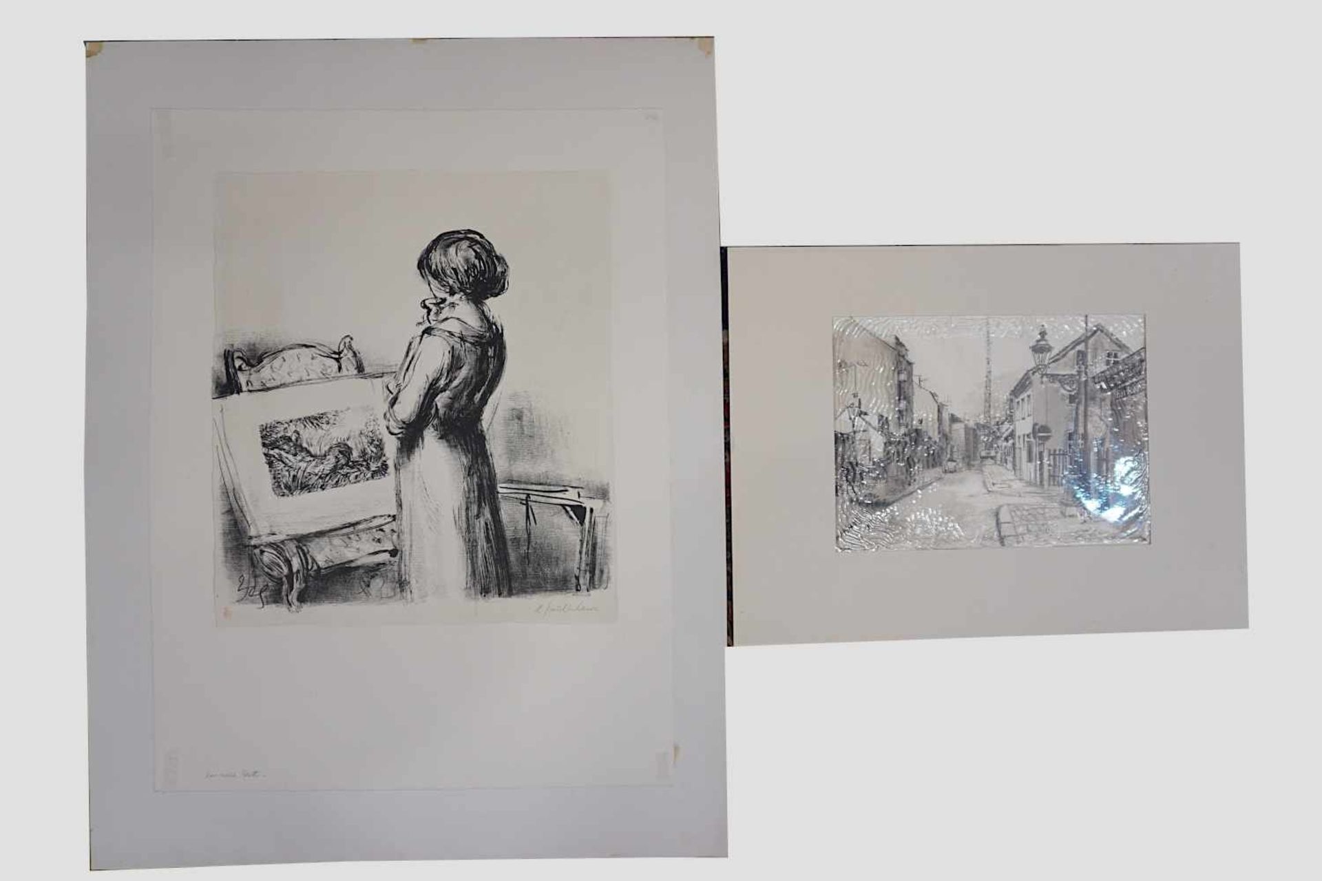1 Federzeichnung, 2 Lithographie "Der Pazifist", "Das neue Blatt", "Kennerschaft" jeweils bleist - Bild 2 aus 4