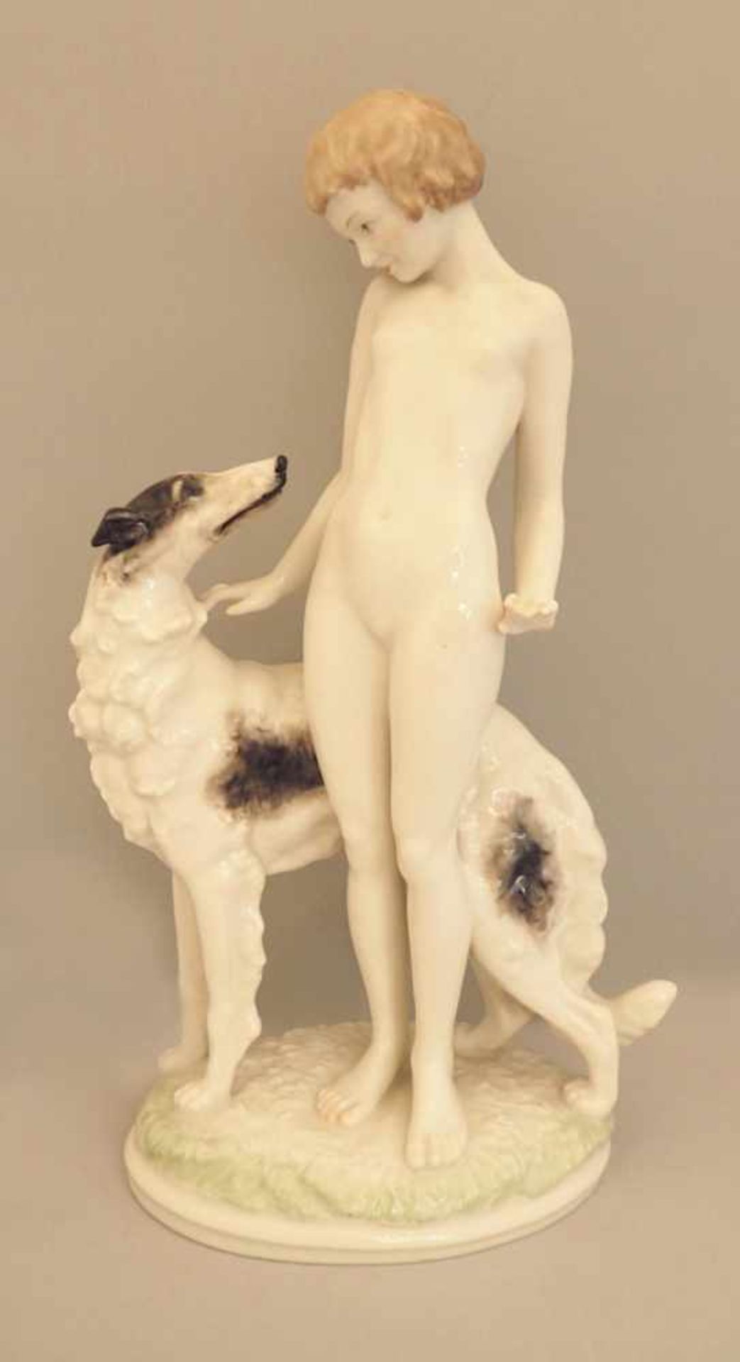 1 Figur Porzellan HUTSCHENREUTHER "Mädchen mit Windhund",