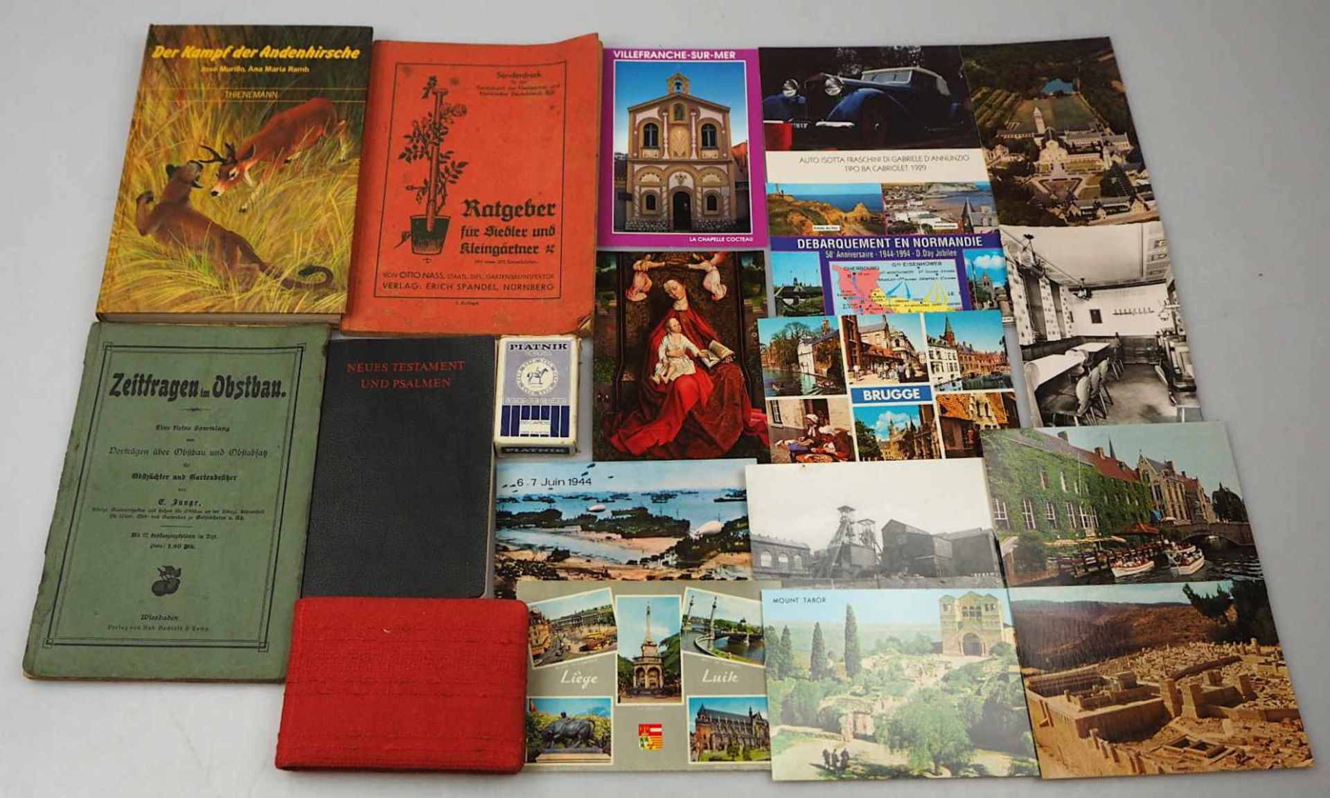 1 Konv. Postkarten, Bücher, Spielkarten u.a. 1950er bis 1970er Jahre größtenteils nicht gelau