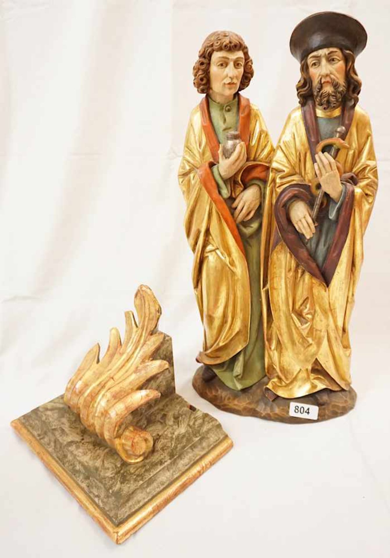 1 Holzfigur 20. Jh. "Kosmas und Damian"