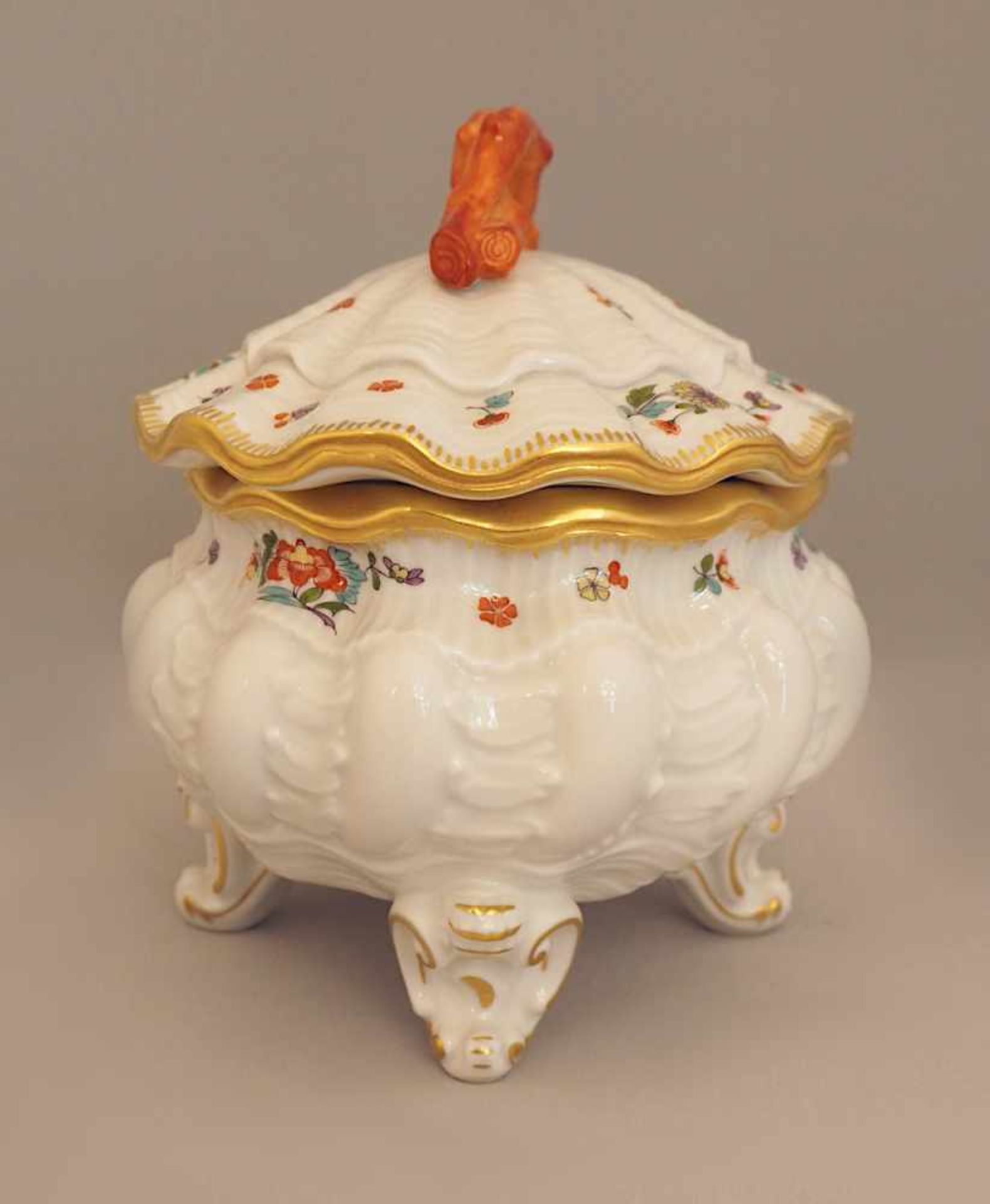 1 Deckeldose/Zuckerdose Porzellan MEISSEN 1x gestr., "Schwanenservice", - Image 4 of 6