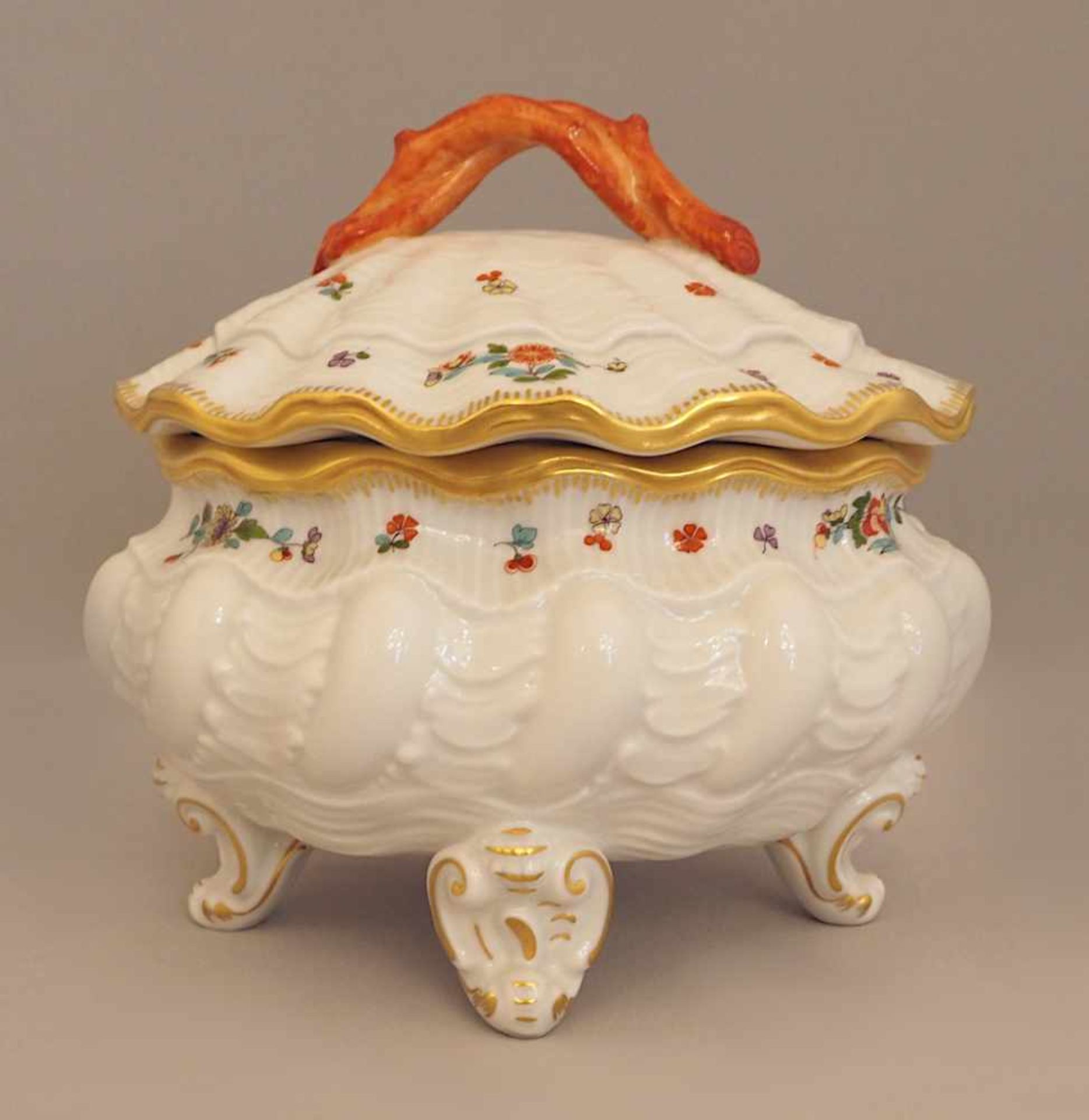 1 Deckeldose/Zuckerdose Porzellan MEISSEN 1x gestr., "Schwanenservice", - Image 3 of 6