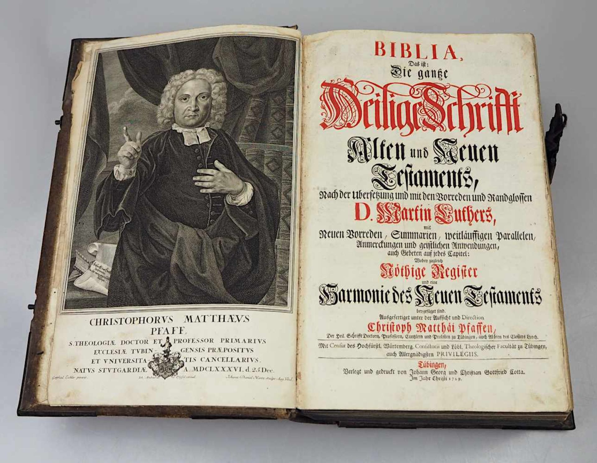 1 Buch "Biblia, Das ist die ganze heilige Schirft (..)" Hrsg.: Christoph MATTHAEUS Pfaff, Thübi - Bild 2 aus 4