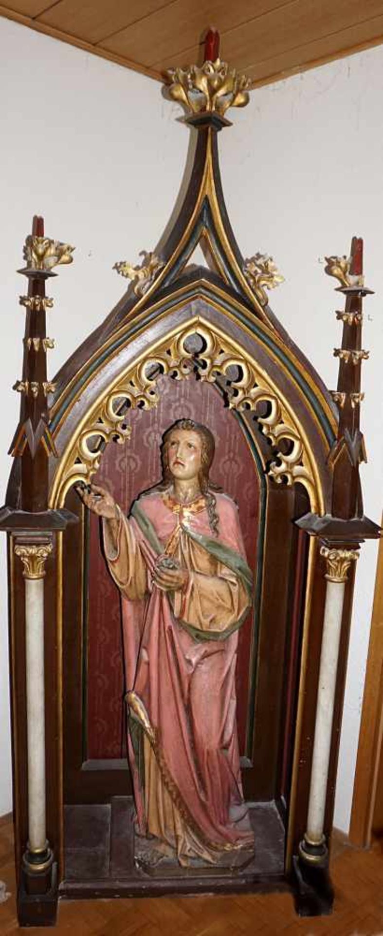 1 Holzfigur bem. "Heiliger Johannes", vollplastisch, H ca. 128cm