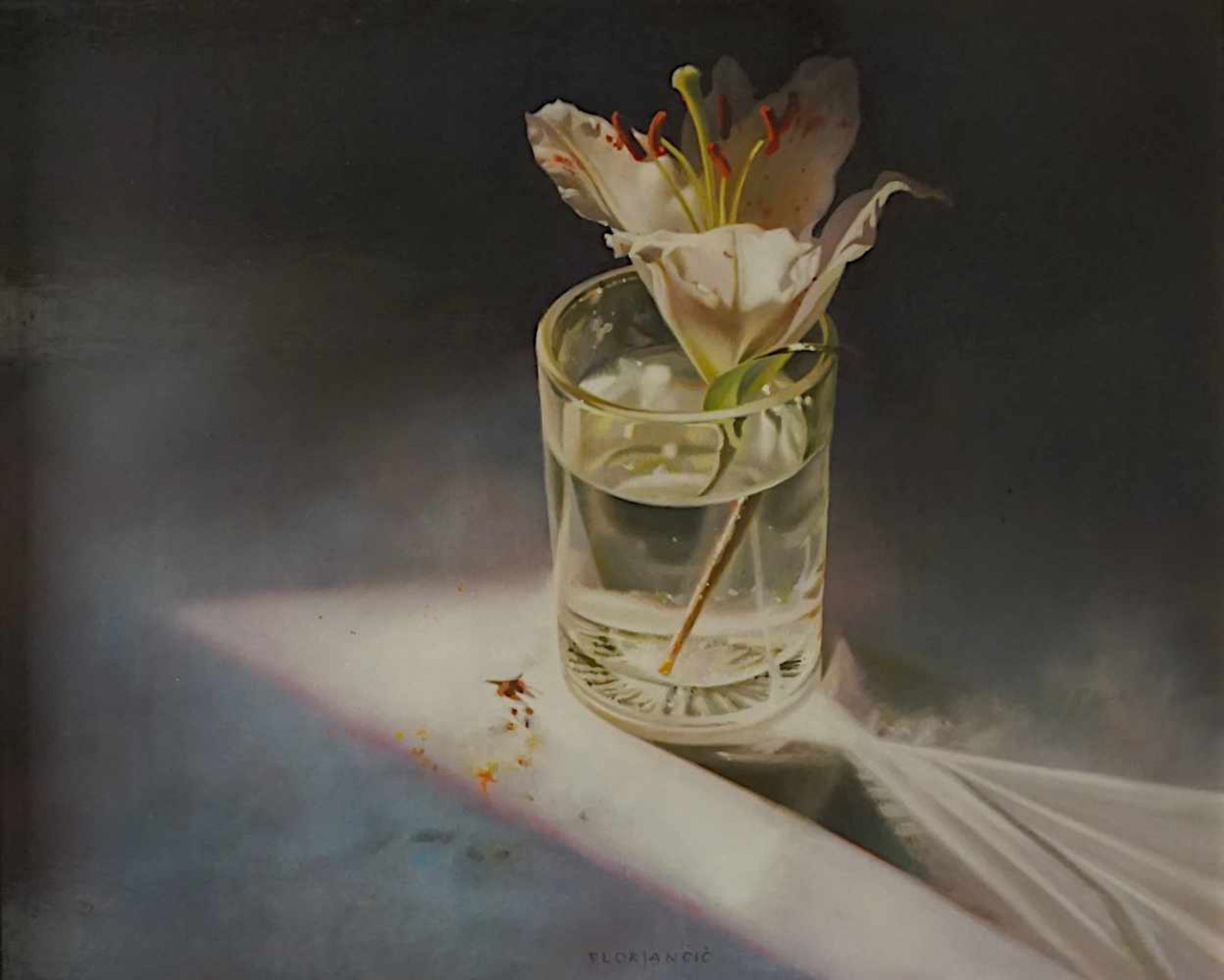 1 Ölgemälde "Lilie im Glas" M.u. sign. FLORJANCIC (wohl Pavel F. *1947)