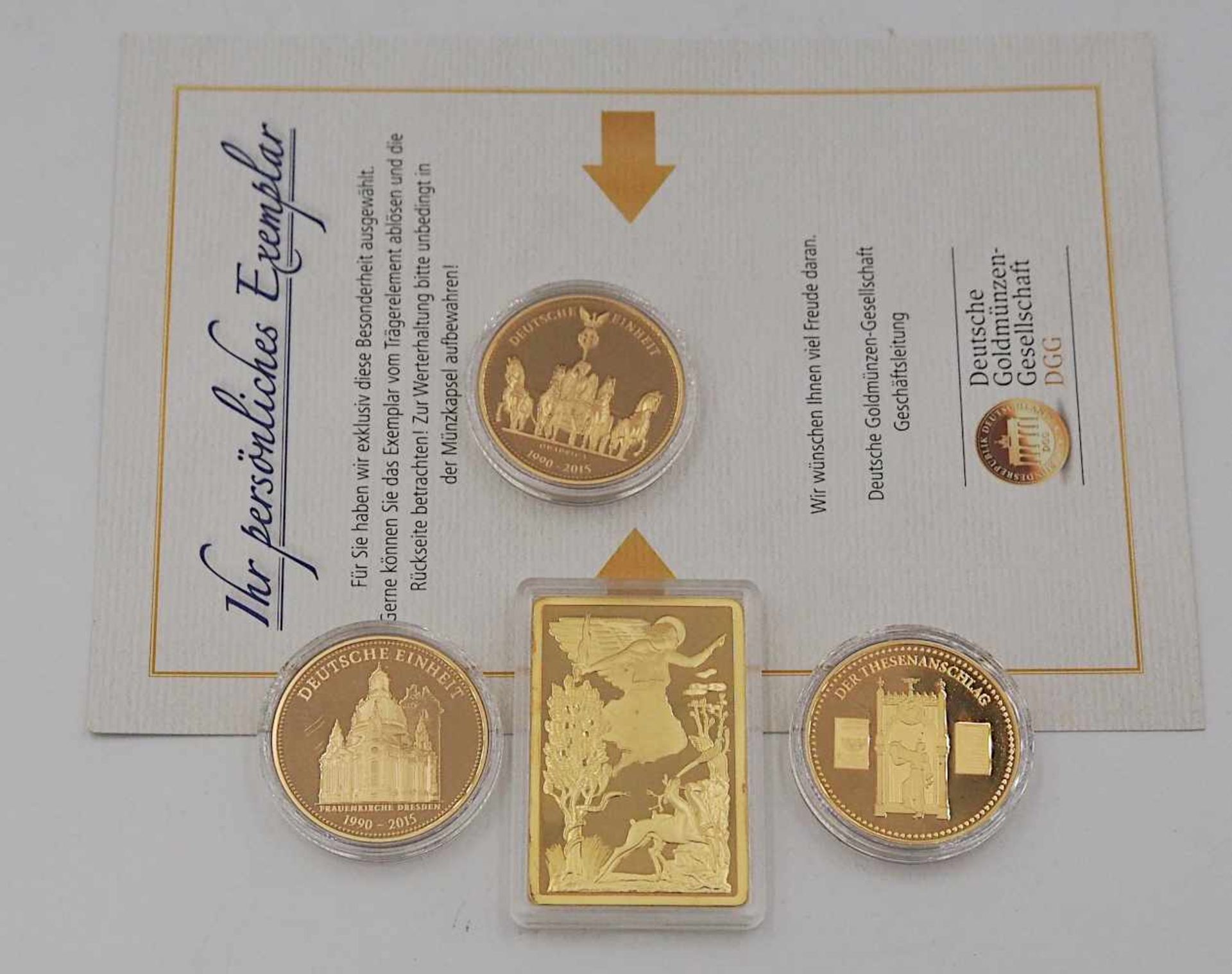 1 Konvolut Münzen/Medaillen GG 14ct./vergoldet Sammlereditionen,z.B. "Das Deutsche Ge