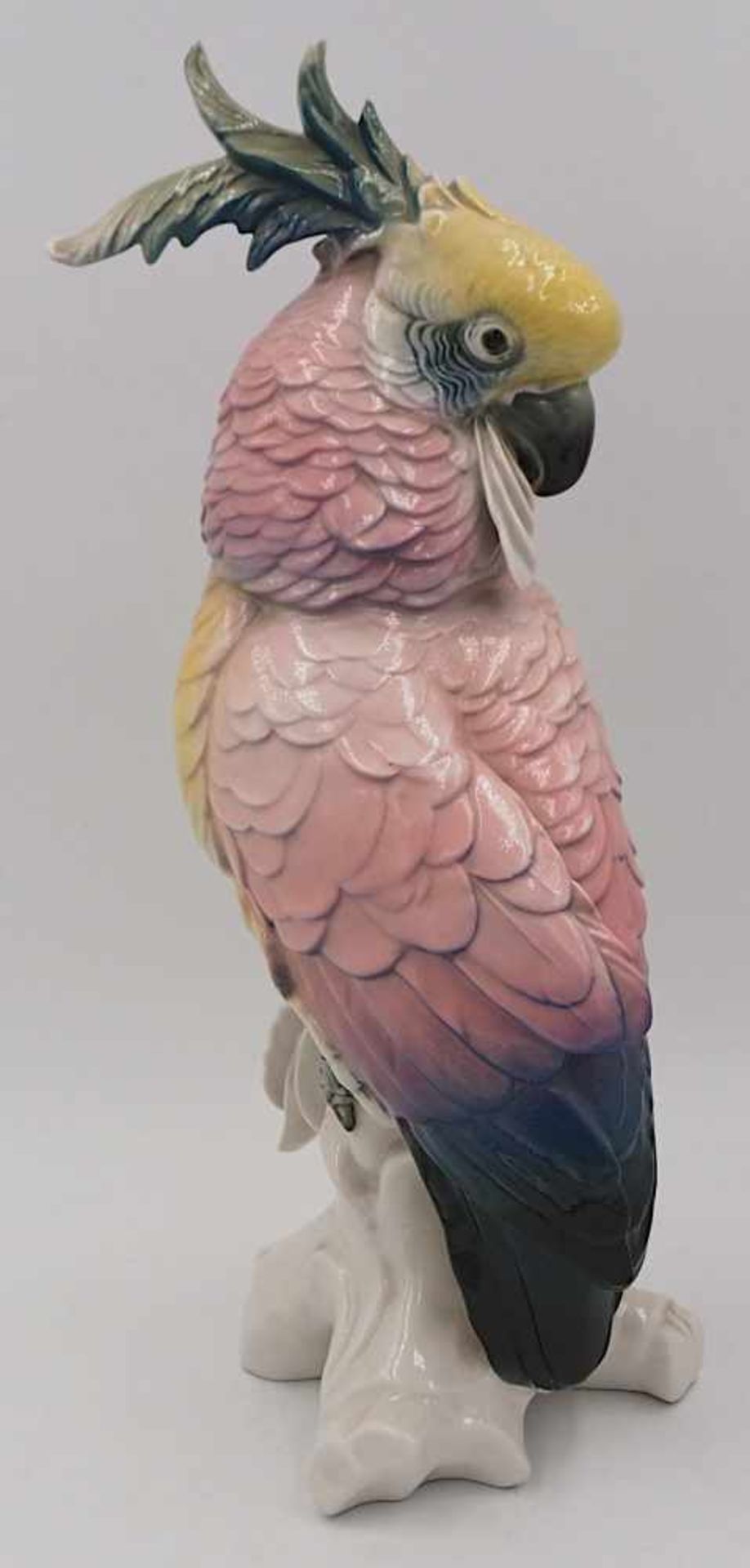 1 Porzellanfigur ENS "Kakadu"polychrom bemalt auf naturalistischem Sockel, H ca. 36cm, - Bild 3 aus 5