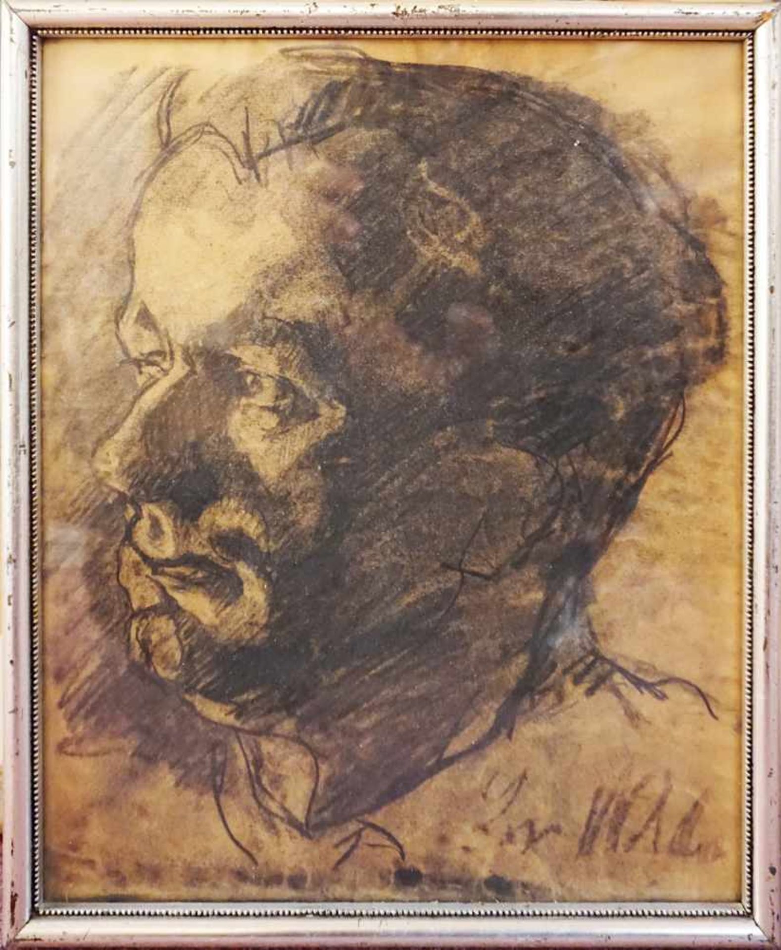 1 Kohlezeichnung "Portrait Dr. Joseph E. Drexel" R.u. undeutl. sign. L. v. VELDENrück