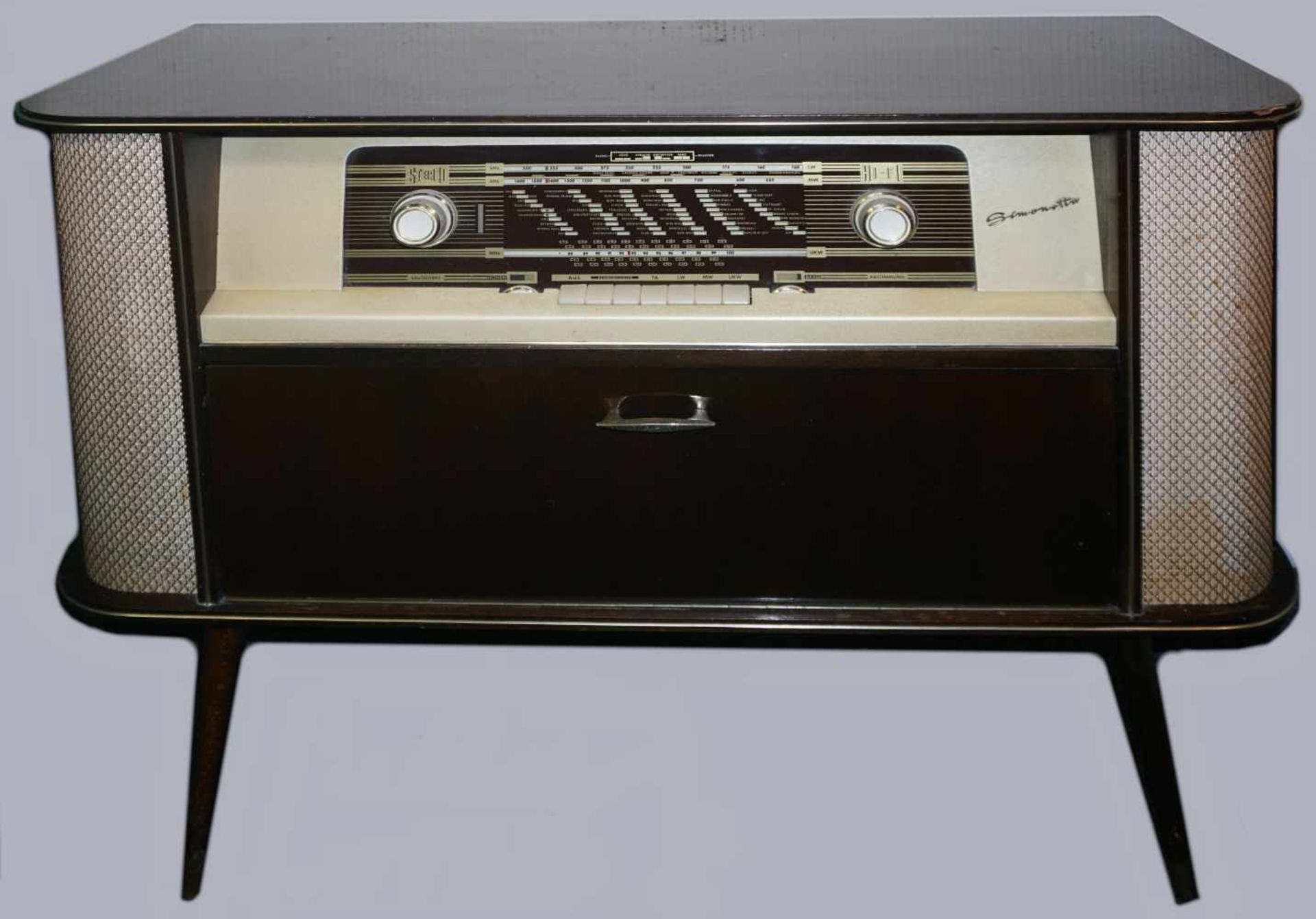 1 Stereo-Musikschrank SIMONETTA "MW352ST"Holzgehäuse, Unterbau aufklappbar mit Platte