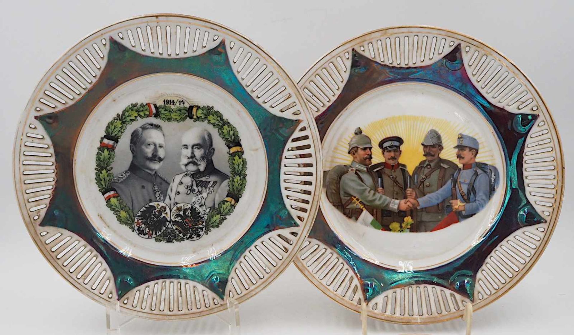6 Teller, 4 Tassen: 1. WKversch. Motive "Furchtlos und treu 1914", "v. Hindenburg", "v - Bild 2 aus 7