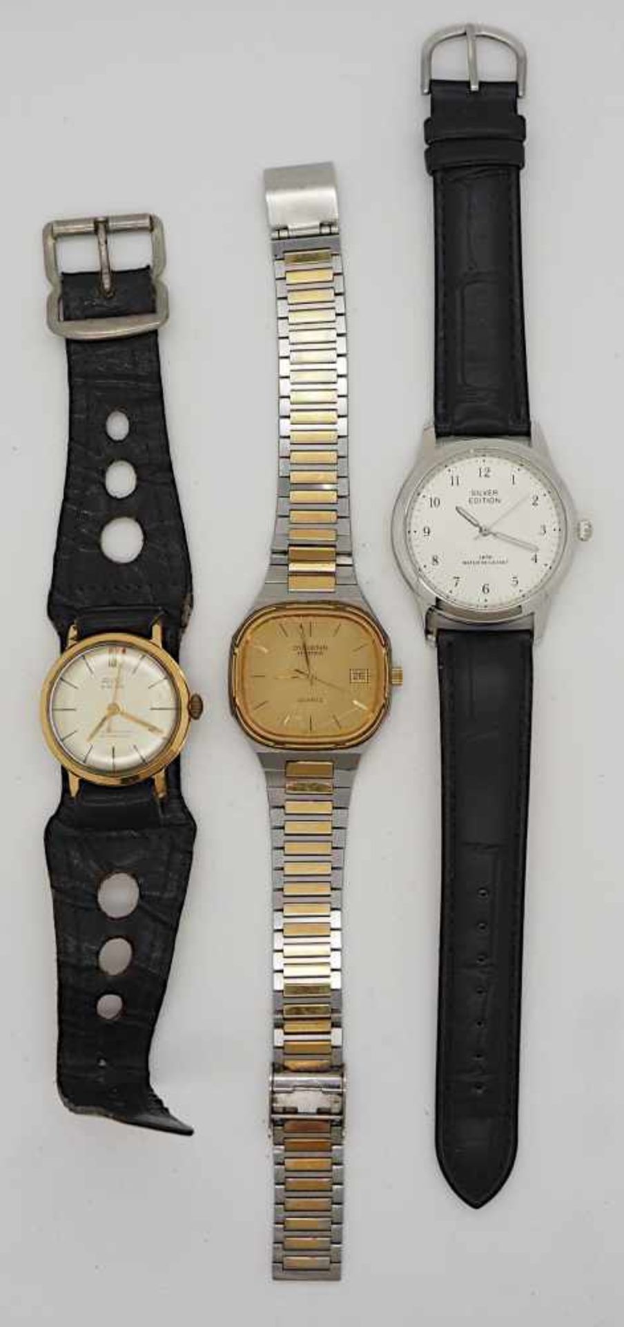 3 Armbanduhren Metall z.T. vergoldet