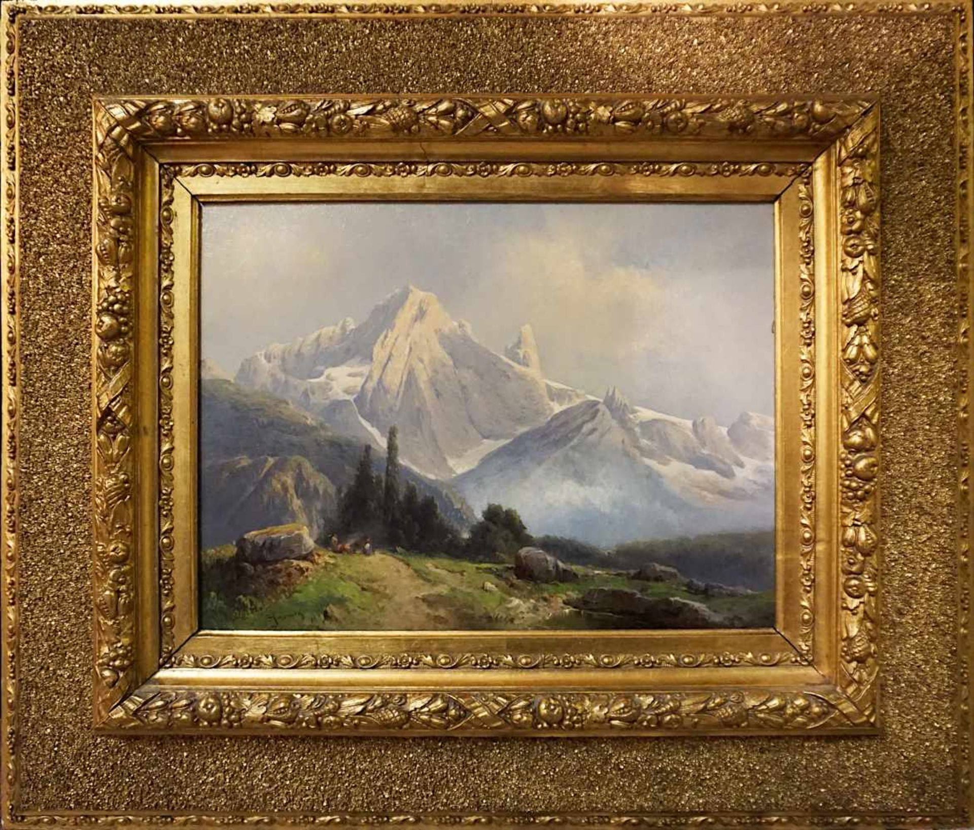 1 Ölgemälde "Ansicht des Dachstein" L.u. sign. HAUNOLD(wohl Carl H. 1832-1911) rück - Bild 4 aus 4