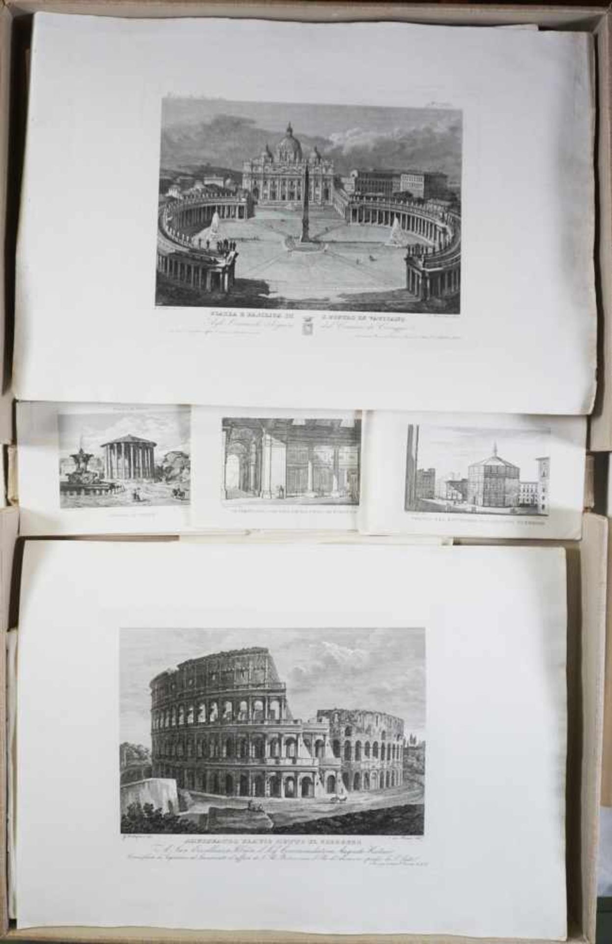 1 Konv. Stiche verschiedener Künstler, z.T. wohl 18. Jh.:"Italienische Landschaften/B - Bild 2 aus 4