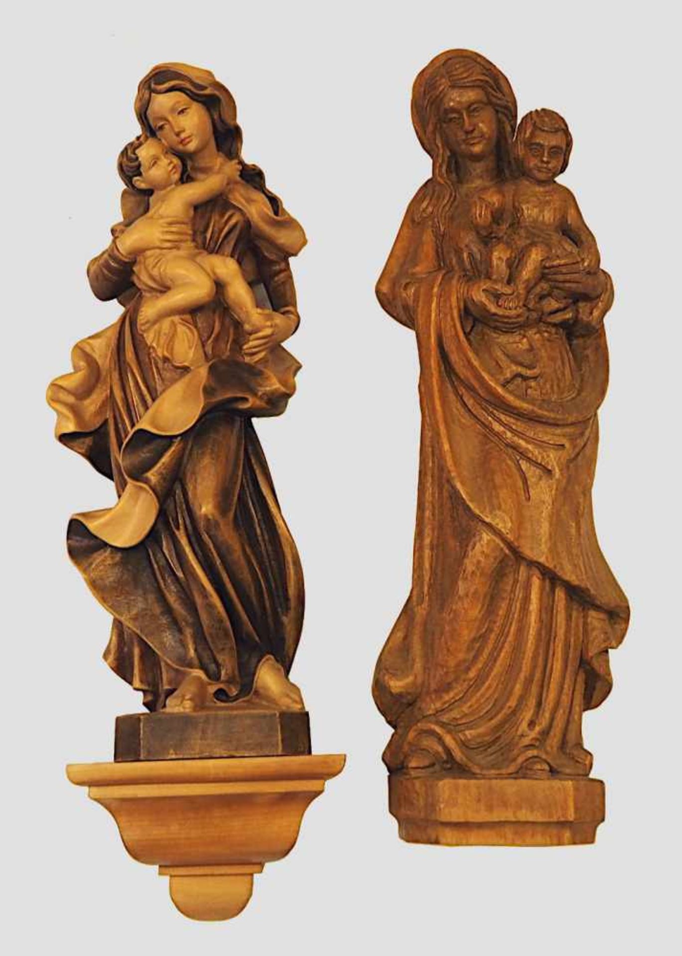 1 Konv. Holzfiguren nztl., z.T. bemalt:"Madonna mit Kind", "Musizierende Putti", z.T. - Bild 2 aus 2