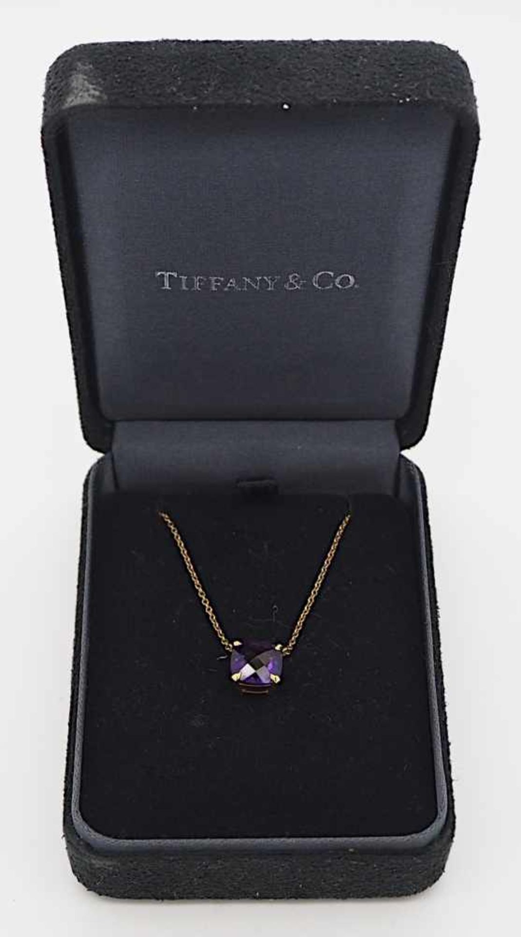 1 Collier GG 18ct., Amethyst TIFFANY & CO.lt. Zettel NP: 449 (Währung?), Originalscha