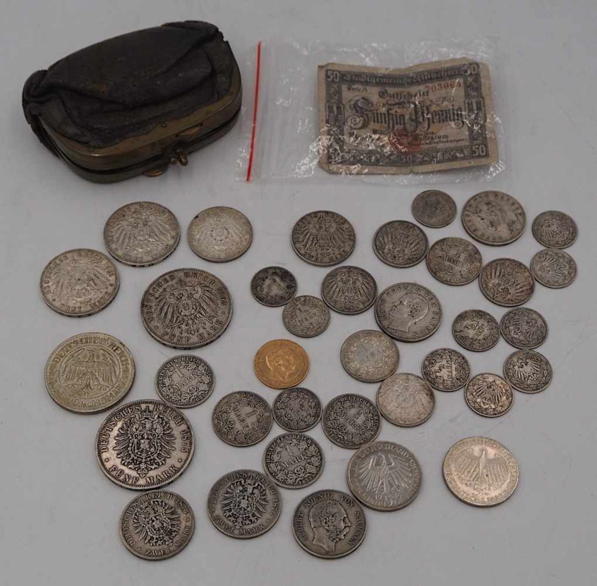 1 Konvolut Münzen/Medaillen, GG, Silber u.a. Dt. Reich, BRD, 5 DM u.a.