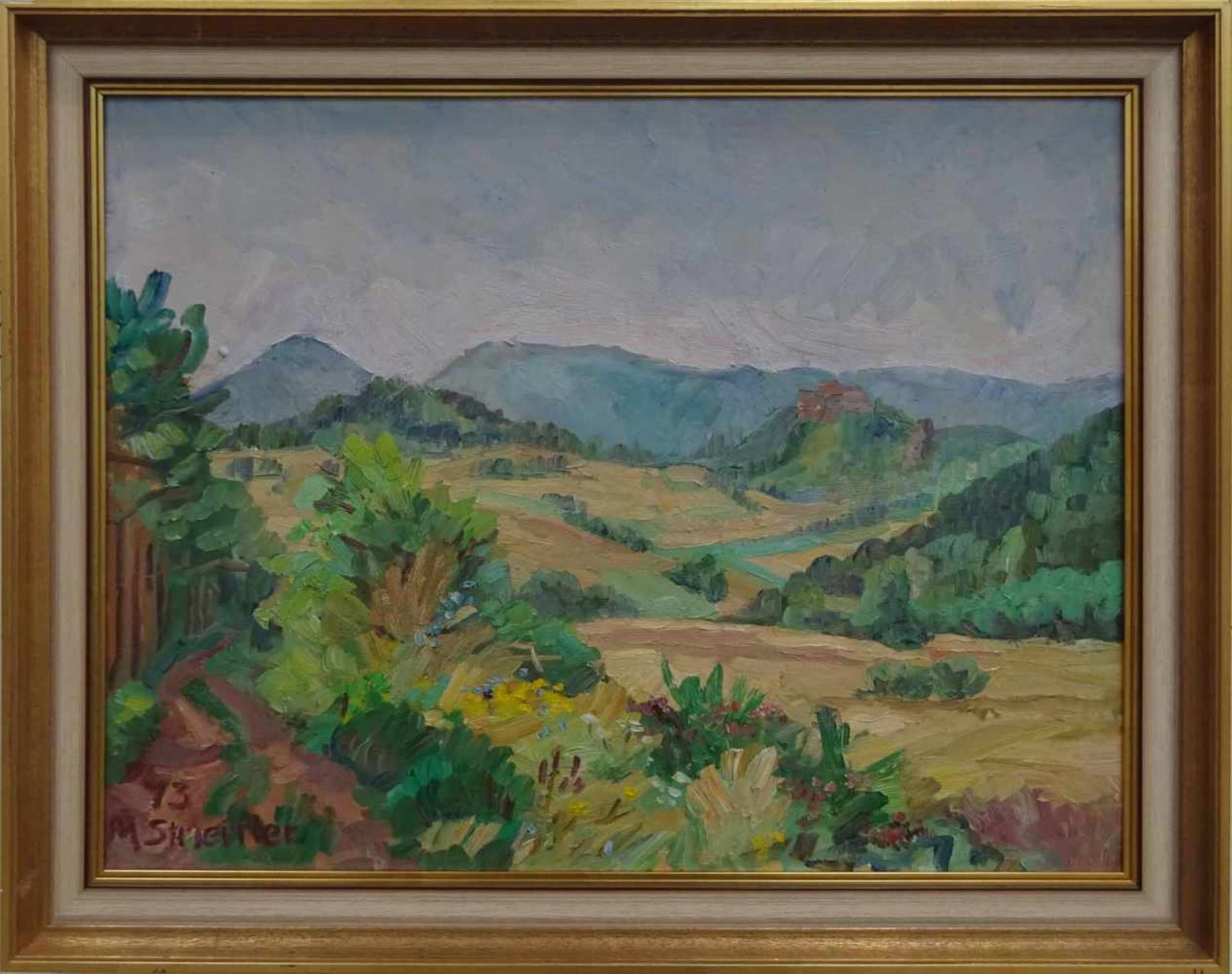 Marie Strieffler, l.u.sig., dat. (19)73Landau 1917 - 1987, 'Mittelgebirgslandschaft', Öl/Lwd., 60