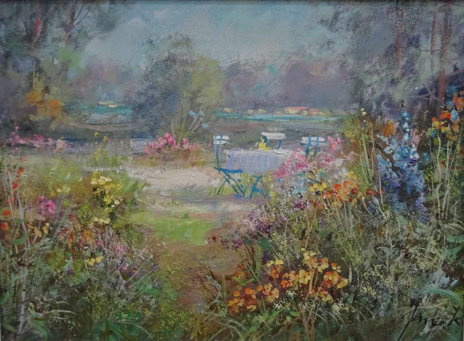 Jan K., r.u.sig.'Sommergarten', Öl/Lwd., 30 x 40 cm