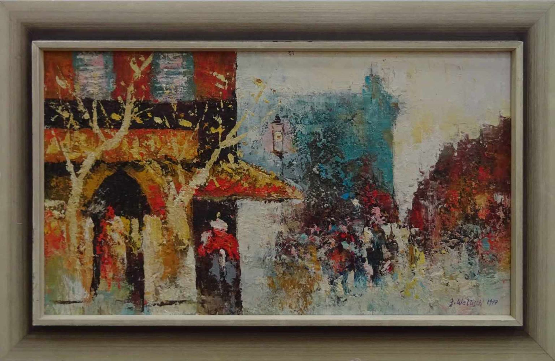 G. Wellisch, r.u.sig., dat. 1977'Ansicht in Paris', Öl/Lwd., 40 x 70 cm, - 24364 -
