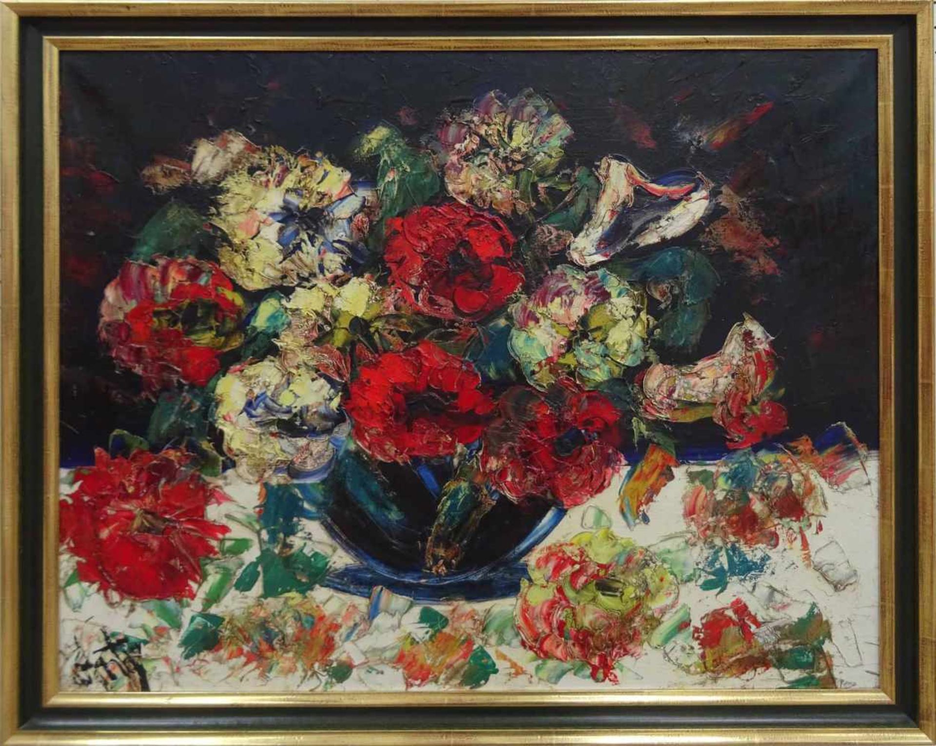 Henry Maurice D'Anty, l.u. sig.Paris 1910 - 1998 daselbst, 'Blumen in blauer Vase', verso IHW 60 und