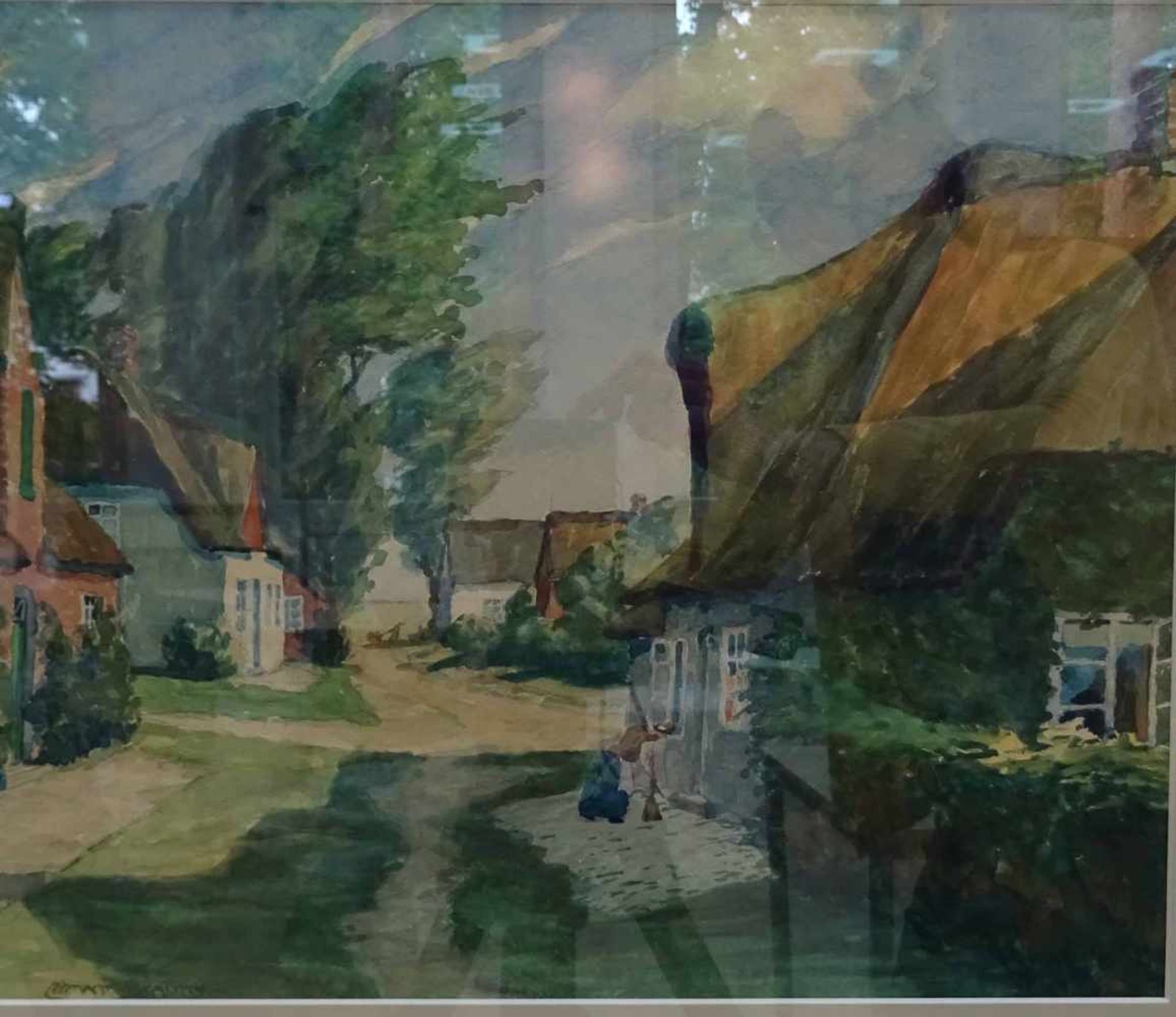 Paul Lehmann-Brauns, l.u.sig.Danzig 1885 - 1970 Berlin, 'Sommerliches Dorf', Aquarell, 32 x 37 cm (