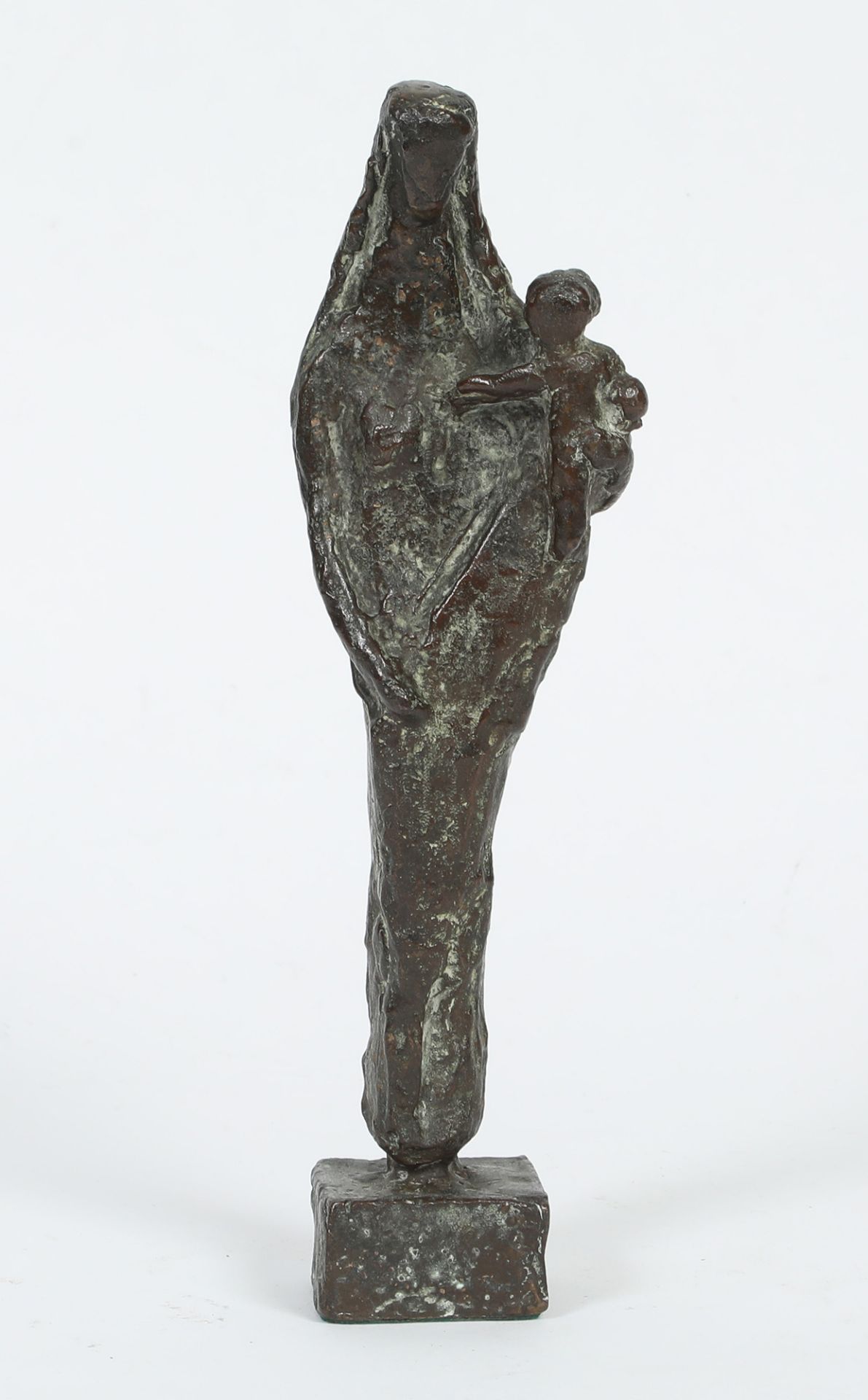 Bronzefigur, unsig., 'Maria mit Kind'