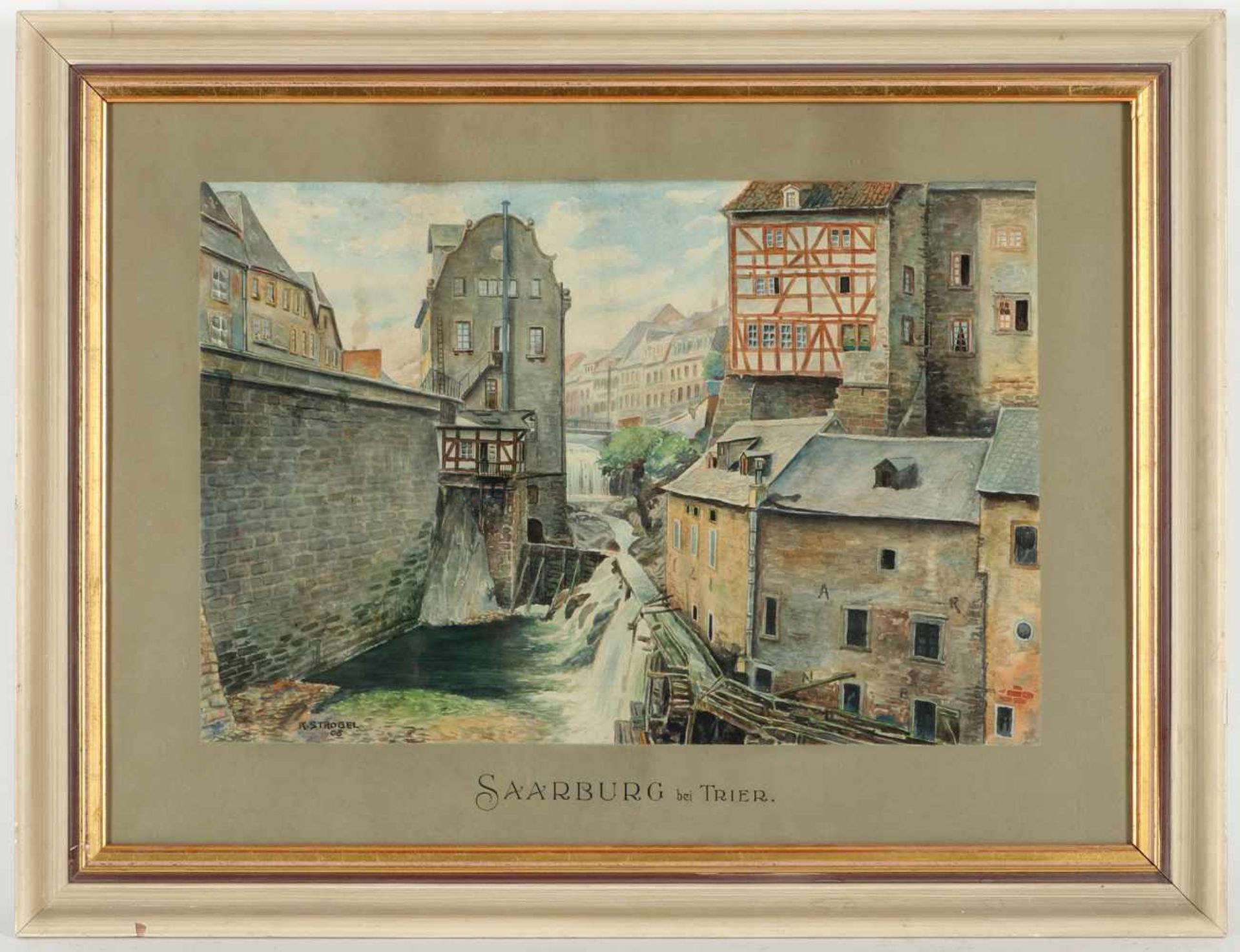 R. Strobel, l.u.sig., dat. (19)08'Saarburg bei Trier', Aquarell, 26,5 x 39,5 cm (Fi)