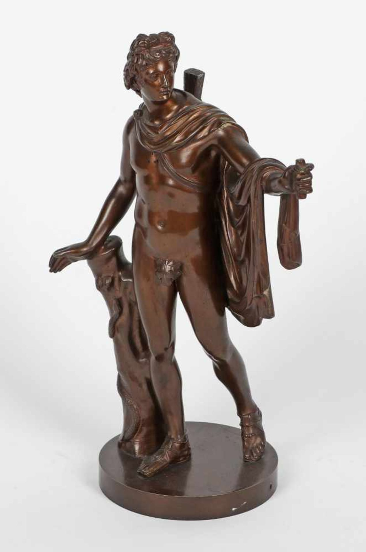 Unbekannter Künstlernach dem Apollo von Belvedere, Bronze, teils braun patiniert, Fond