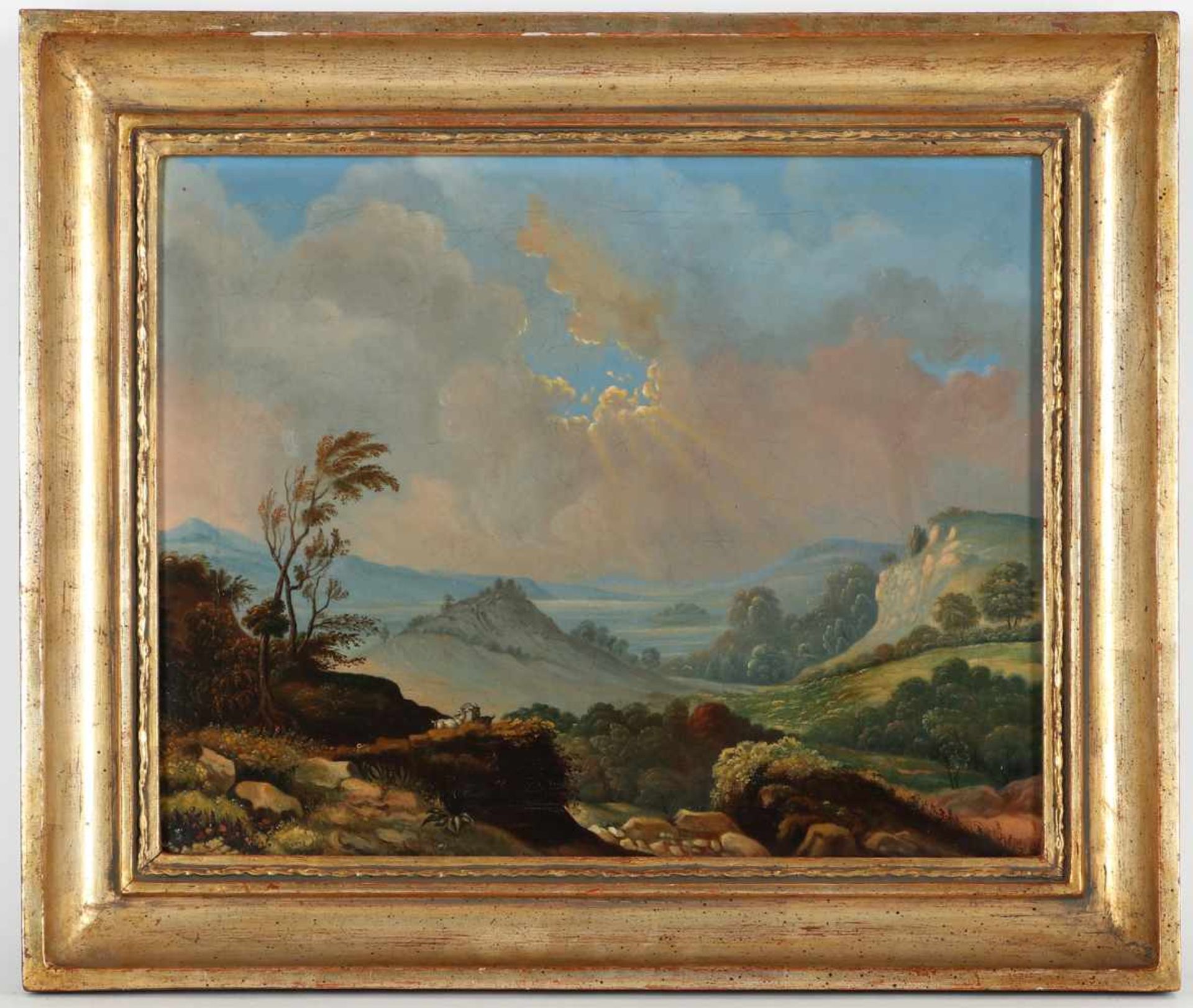 Unbekannter Künstler'Weitläufige Landschaft', Öl/Lwd., 32 x 40,5 cm, doubliert (Fi)