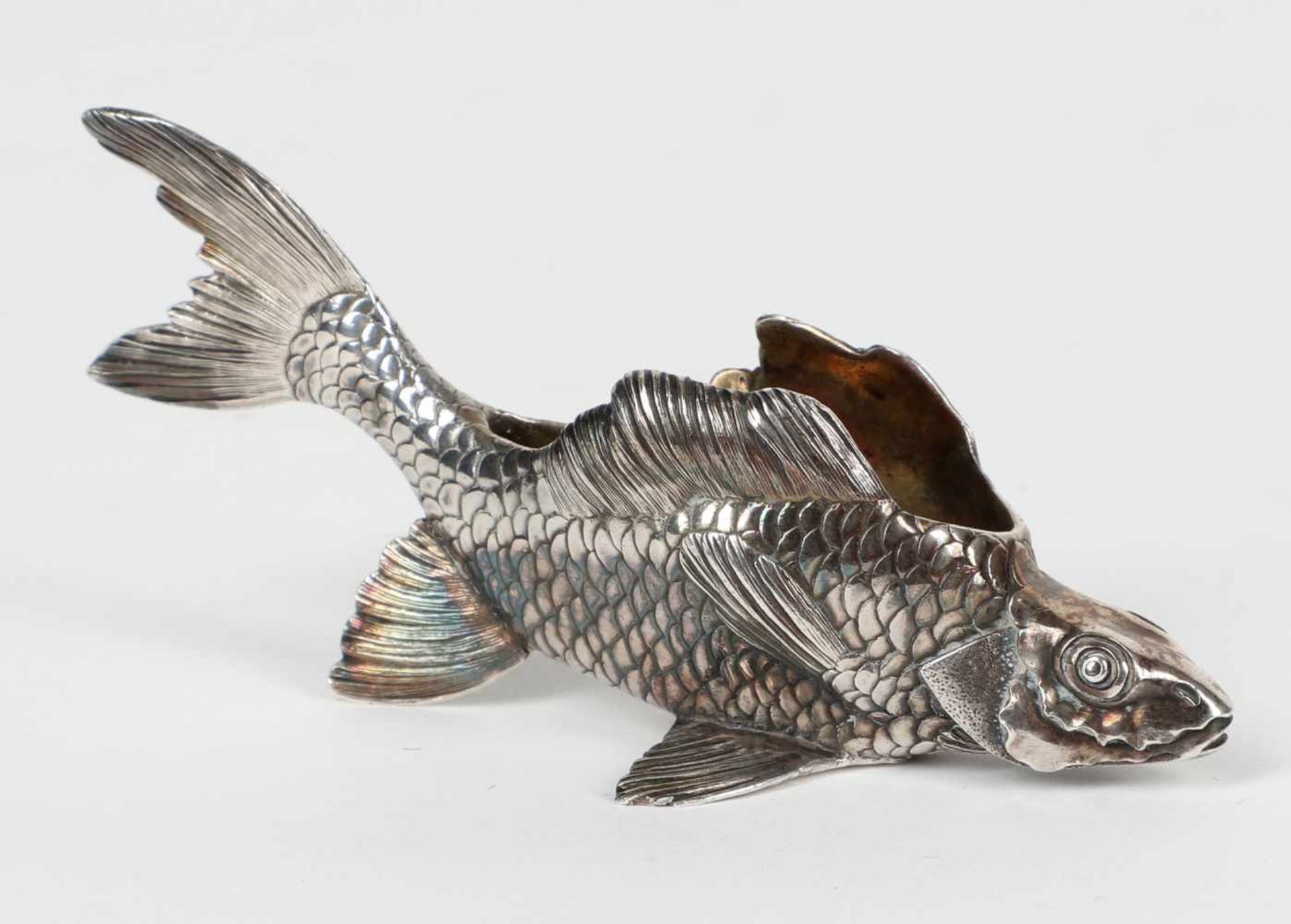 Gewürzschälchen als Fisch, 84 SilberPetersburg 1896-1908, Meistermarke D.B., L = 12 cm, c