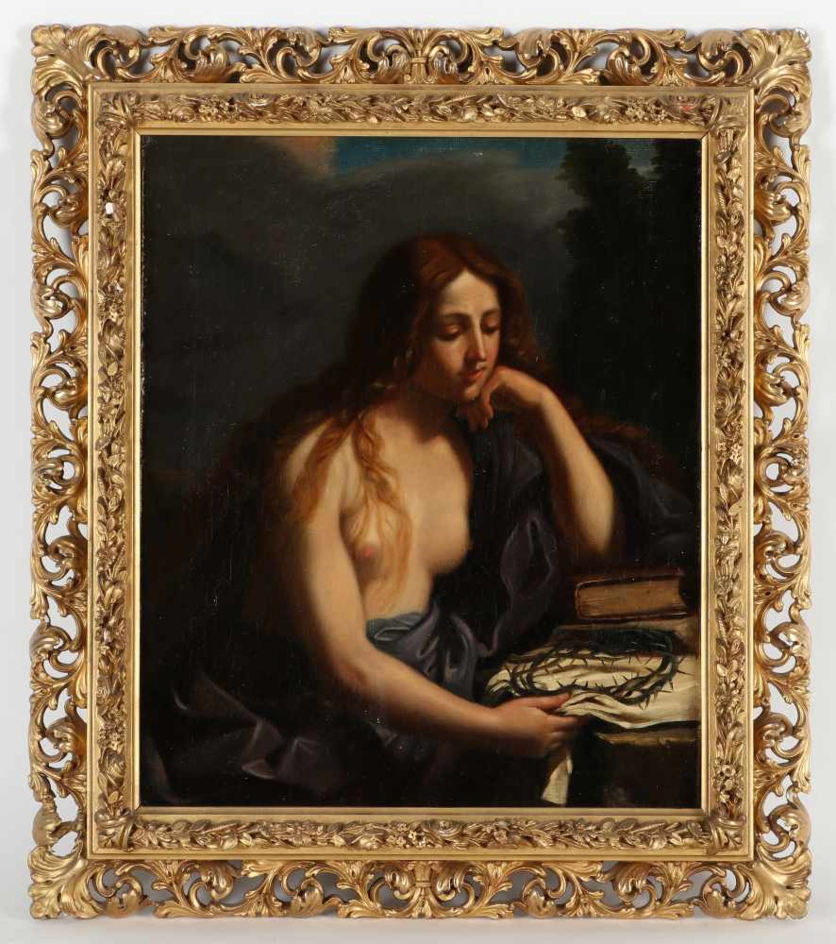 Unbekannter Künstler, 19.Jh.'Hl. Magdalena', Öl/Lwd., 50 x 41 cm, restauriert, Druckstell