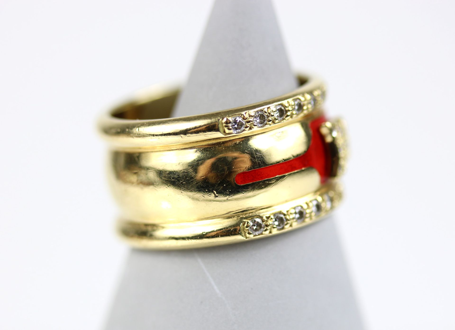 Ring mit Emaille und Brillanten - Bild 3 aus 5