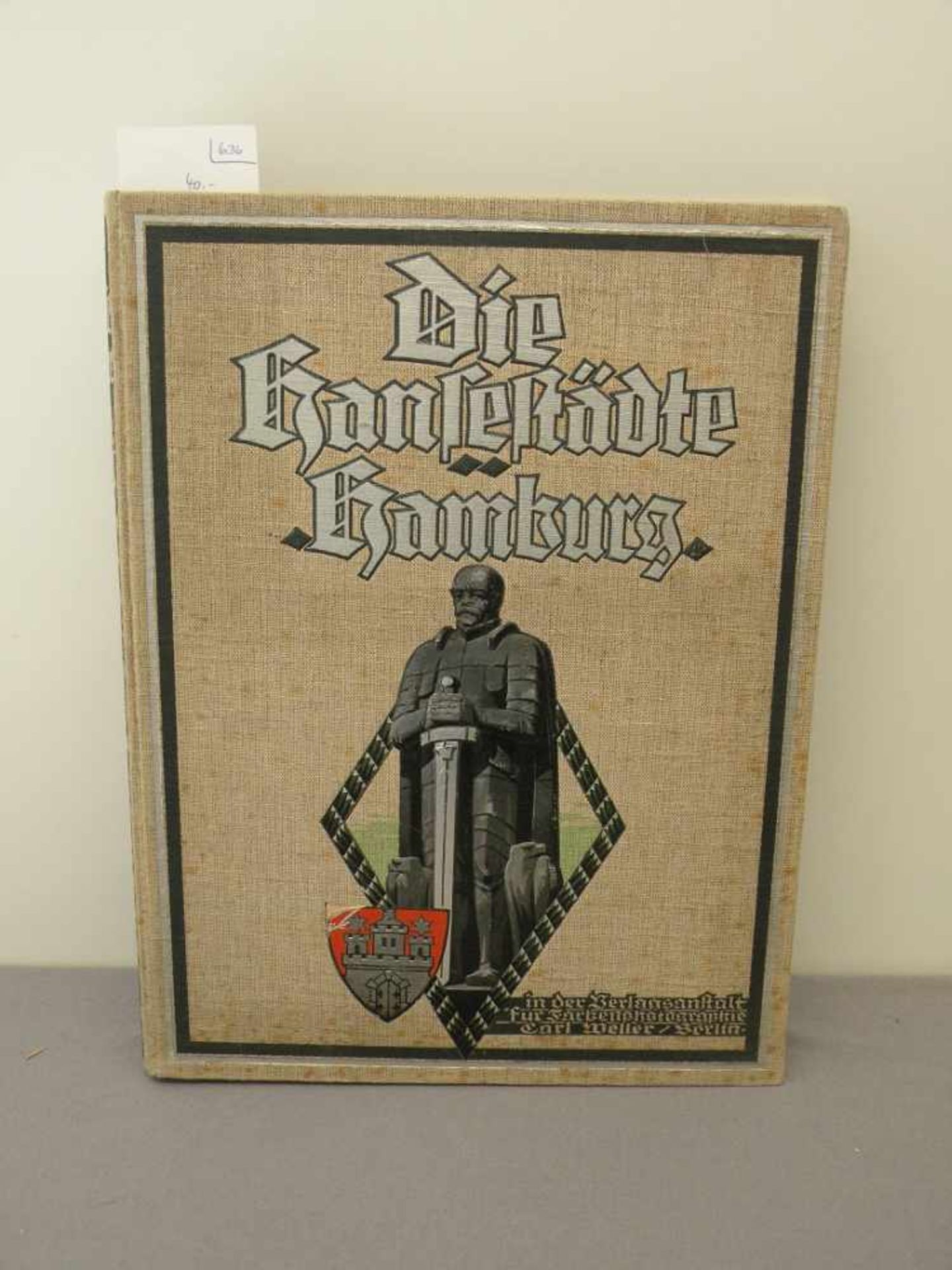 Buch "Die Hansestädte in Farbphotographie - Hamburg", Berlin, 1927, Einband fleckig