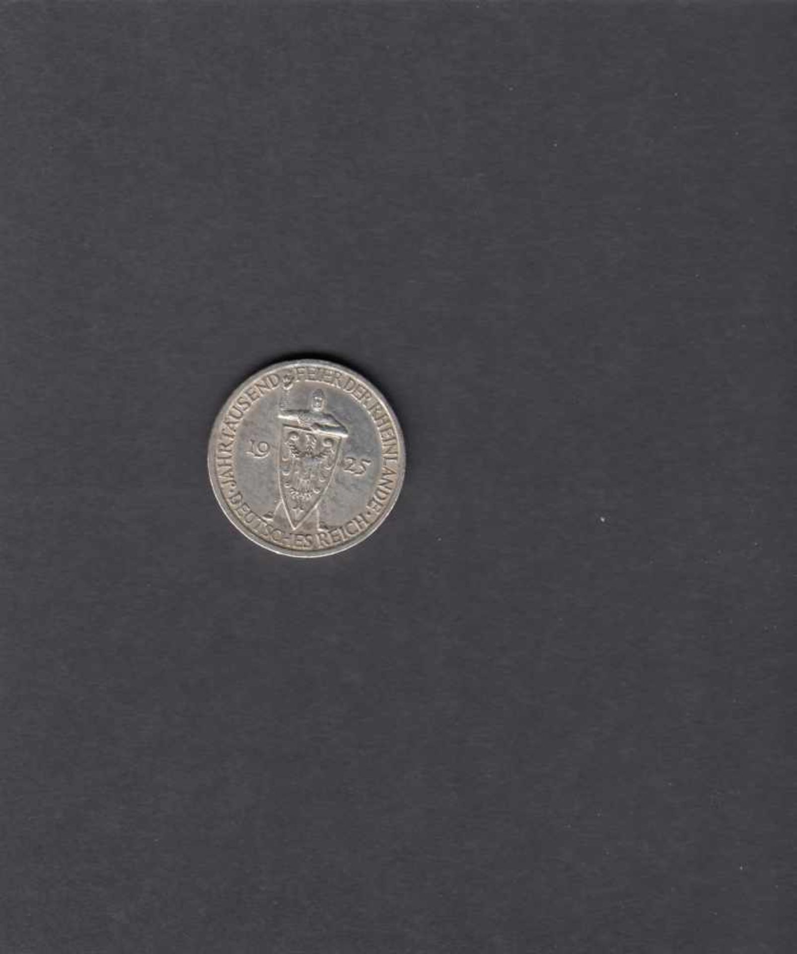 3 Mark Weimar, Silber, 1925 F, Jahrtausendfeier Rheinland