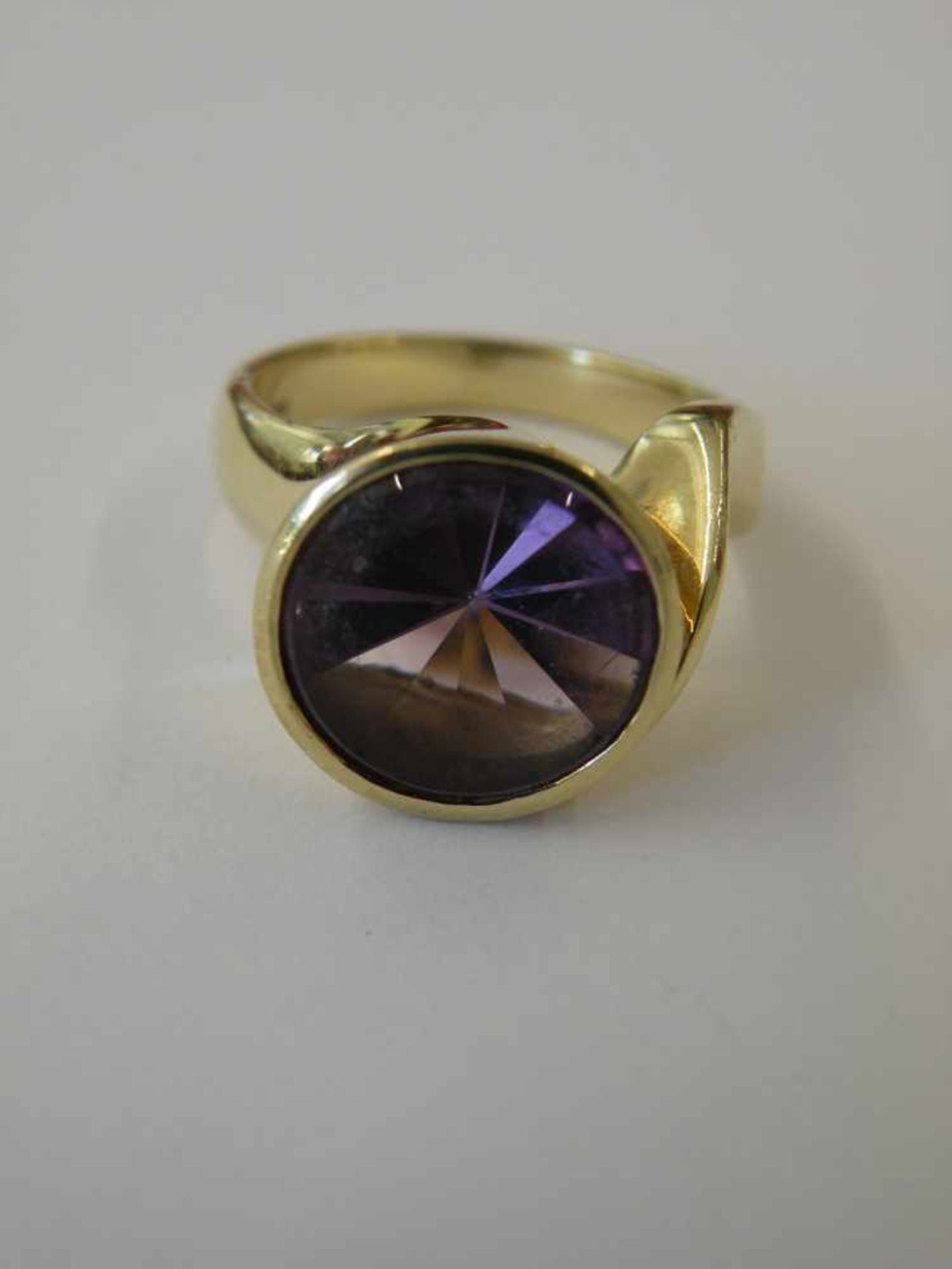 Damenring 585 Gold, besetzt mit 1 Amethyst, ca. 11 g - Bild 2 aus 3