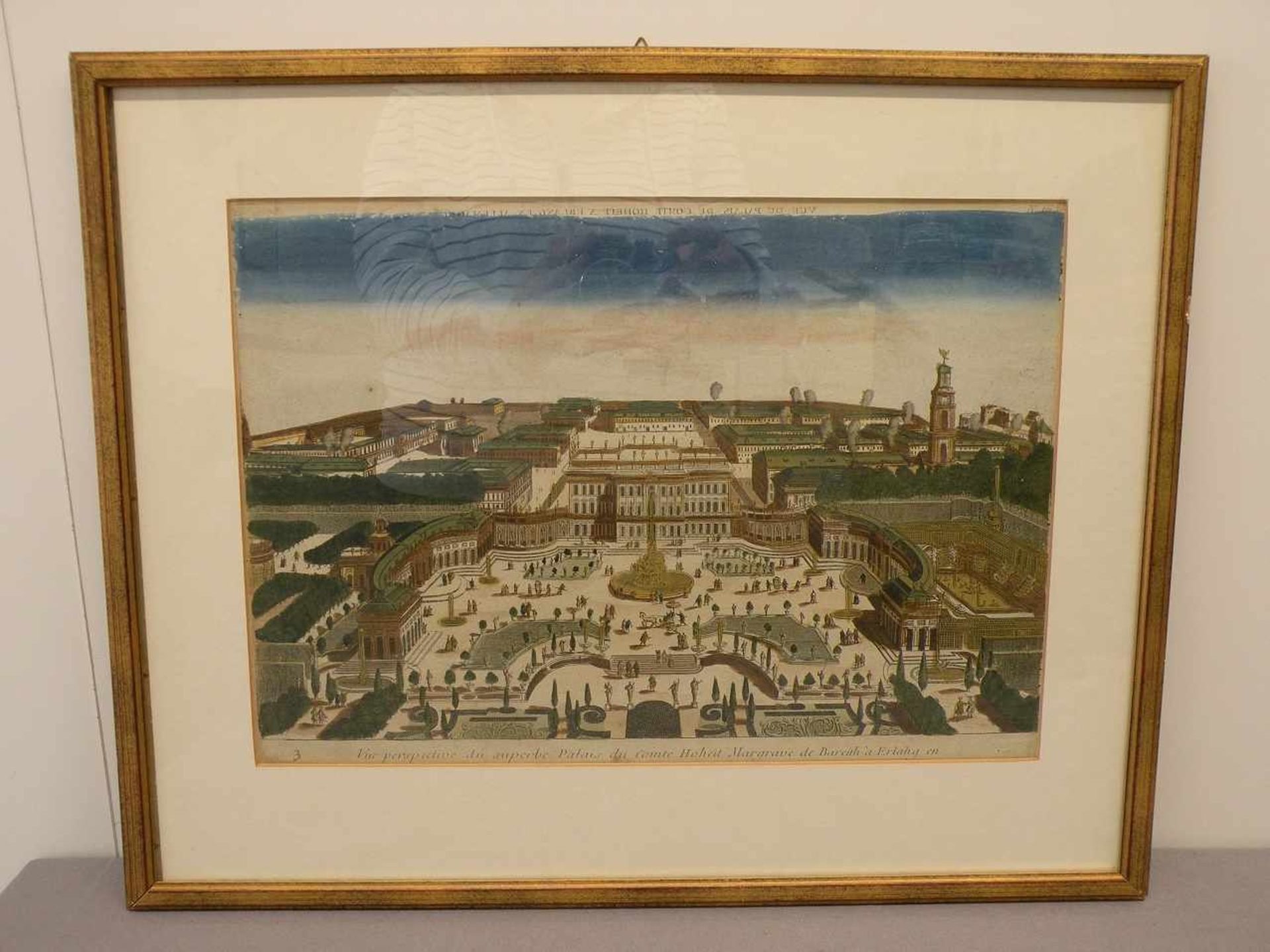 Doppelbild Venedig und Erlangen, colorierte Kupferstiche, 18. Jhd. 29x40 cm, 28x40 cm - Bild 2 aus 2