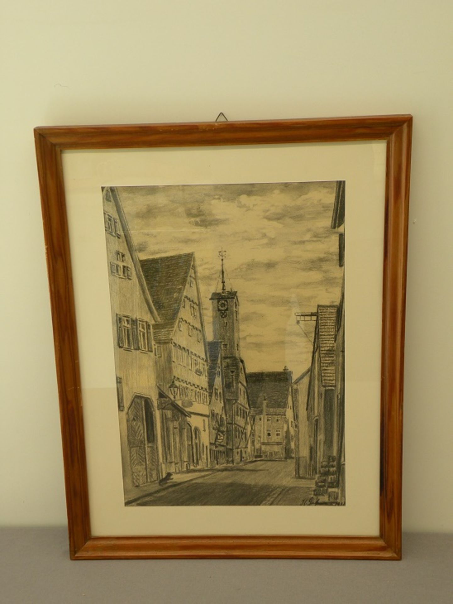 Zeichnung sign. H. Gußmann, Albstadt, Ansicht Ebingen, 26x38 cm