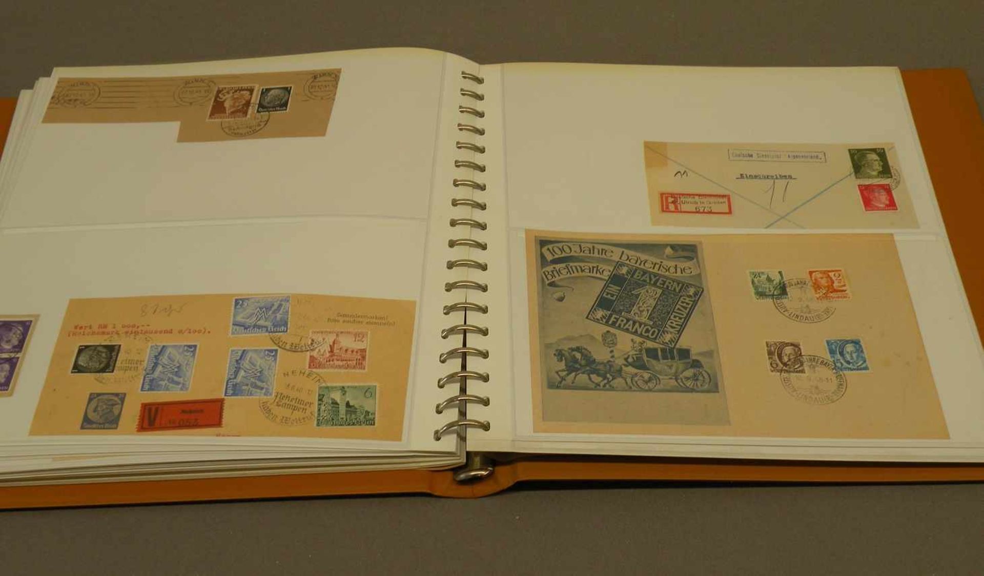 Briefmarkenbuch mit Briefen und Karten überwiegend Dt. Reich