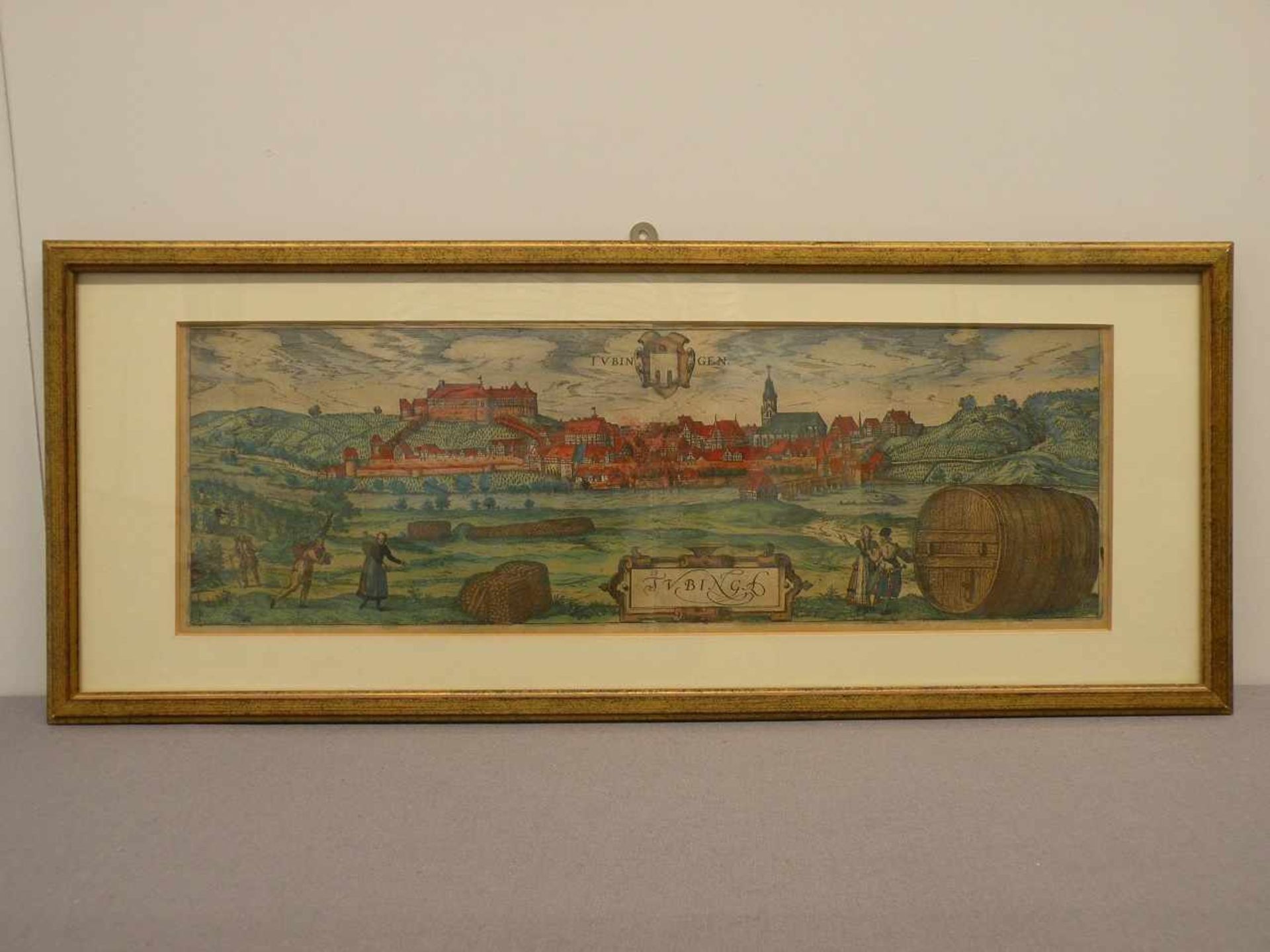 Colorierter Kupferstich Tübingen, um 1700, 16x47 cm
