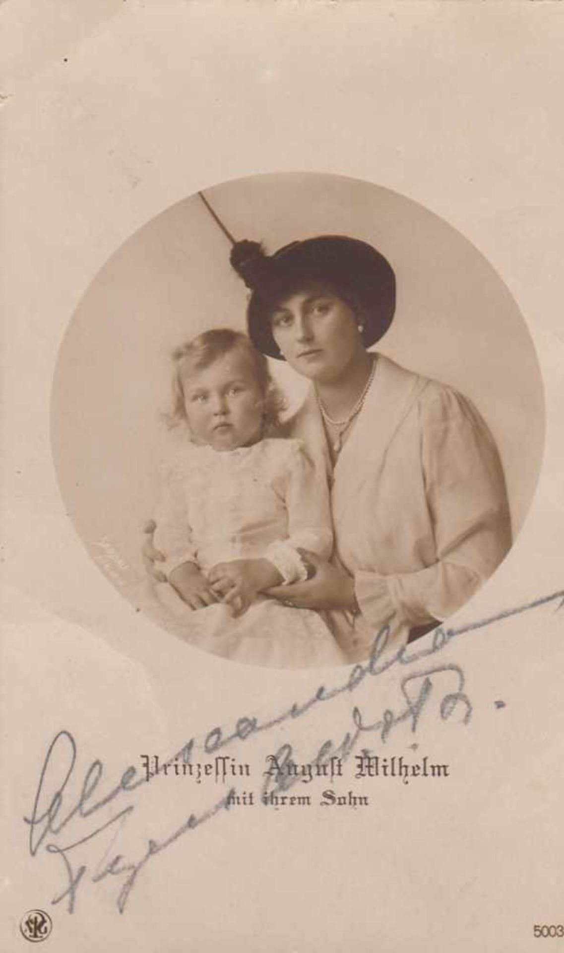 Postkarte mit original Unterschrift Prinzessin Auguste Wilhelm