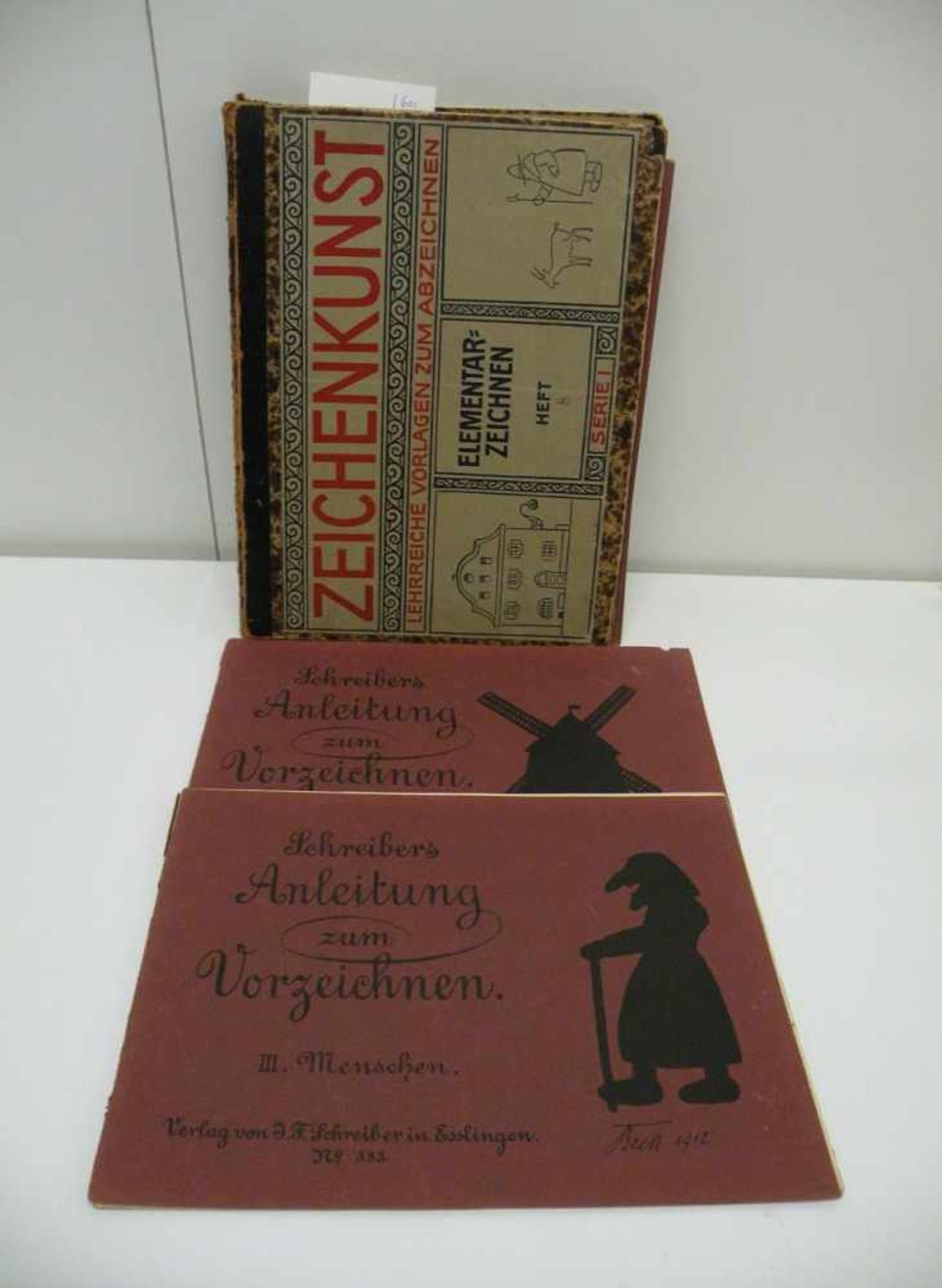 Mappe "Schreibers Anleitung zum Vorzeichnen", 9 Hefte, berieben