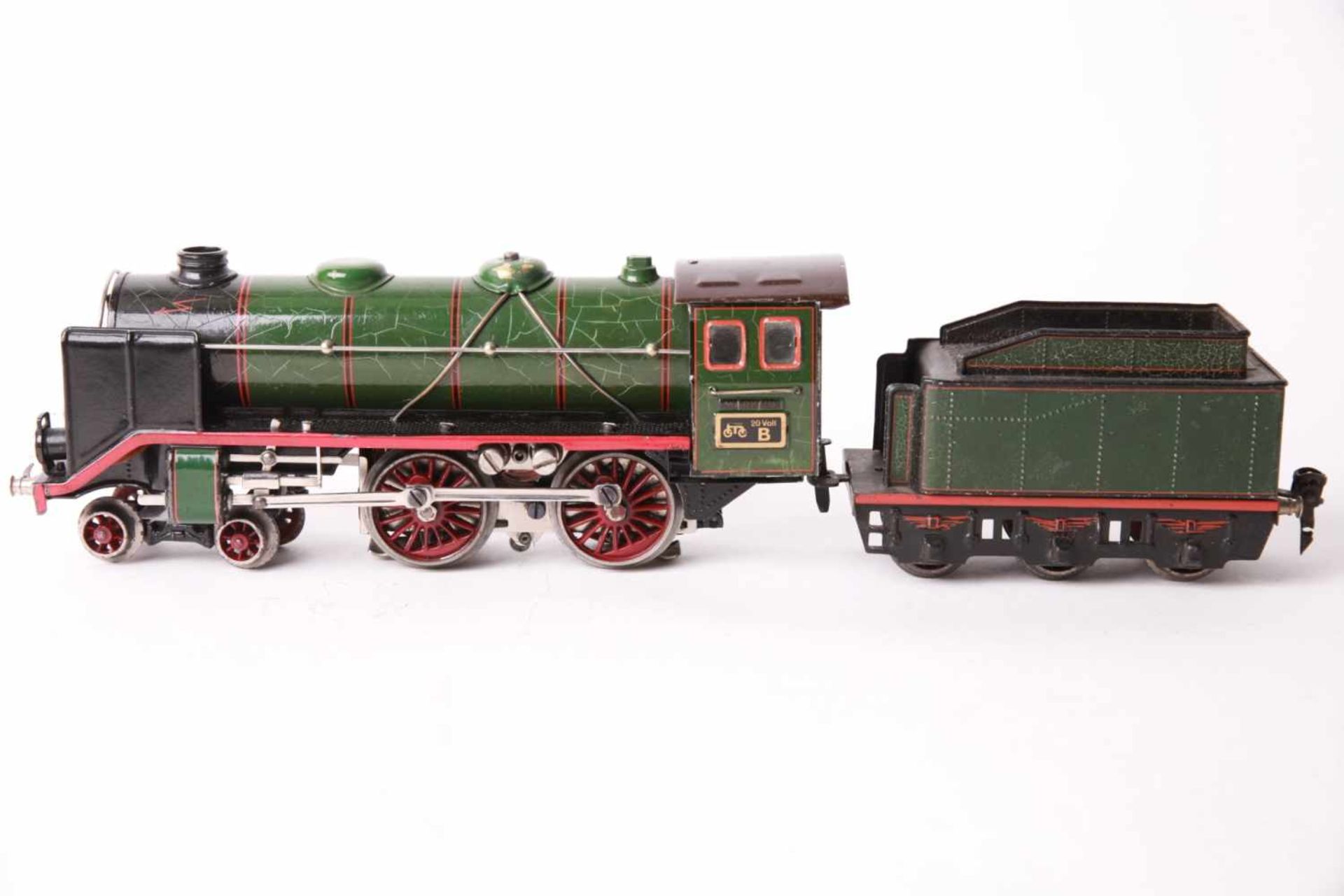 Märklin S 0, E66/12920 Dampflok mit Tender, Lok mit Krakelees, ansonsten Z1-2