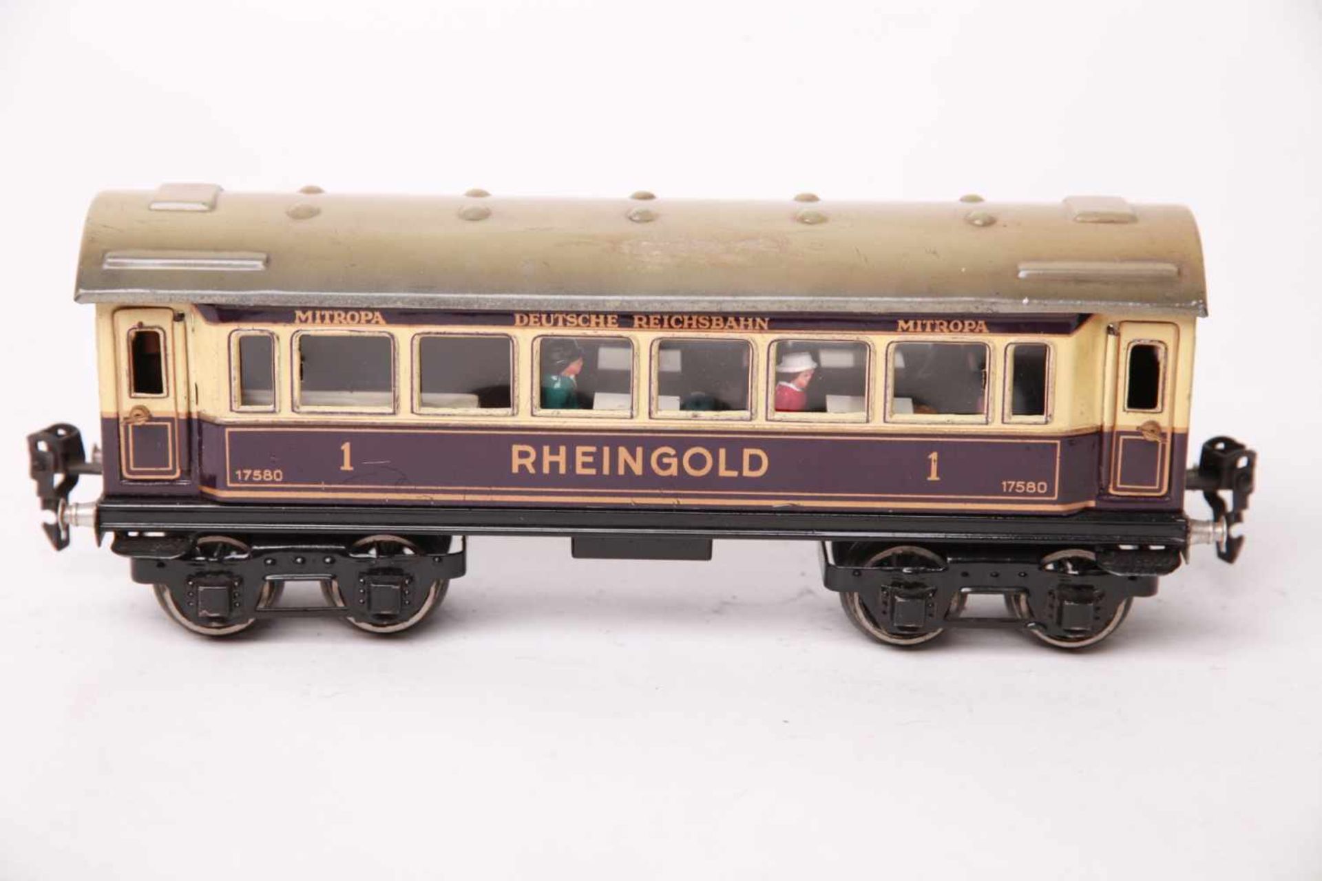 Märklin S 0, !758 Rheingoldwagen, Inneneinrichtung, violett-creme. L24,5cm, Z2