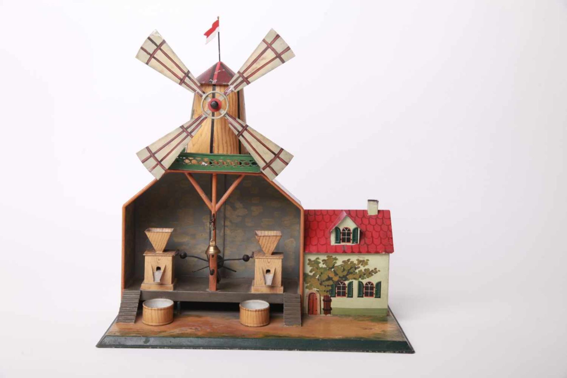 Märklin, 1111 Windmühle für Dampfmaschinenantrieb von 1895. Abbildung im handbemalten Musterbuch und - Bild 2 aus 2
