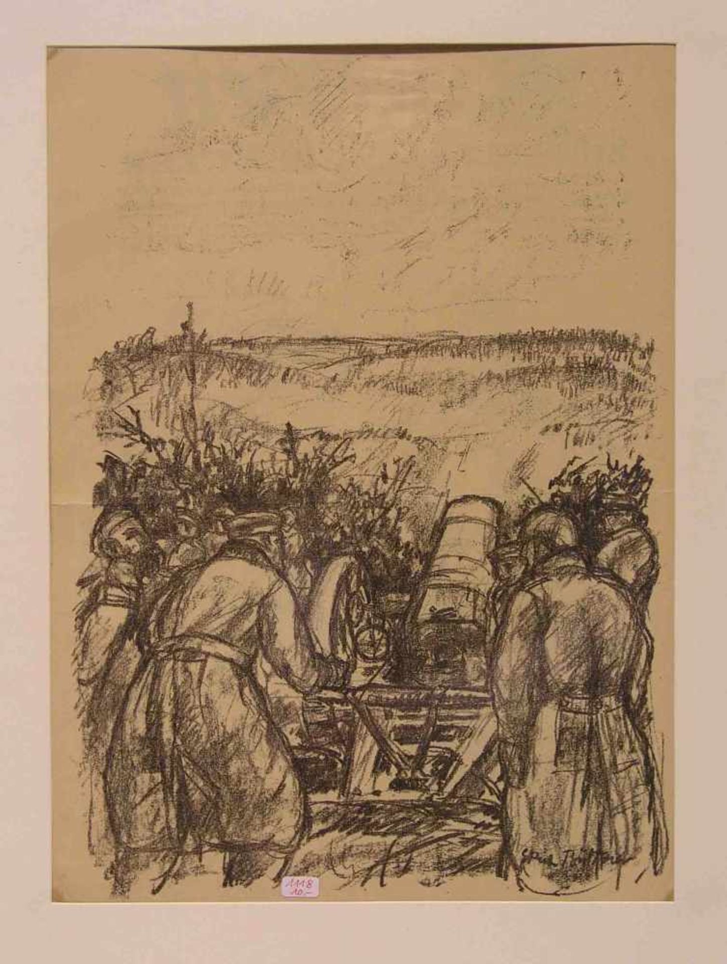 Büttner, Erich (Berlin 1869 - 1936 Freiburg): "Artillerie hinter Dünen".<b