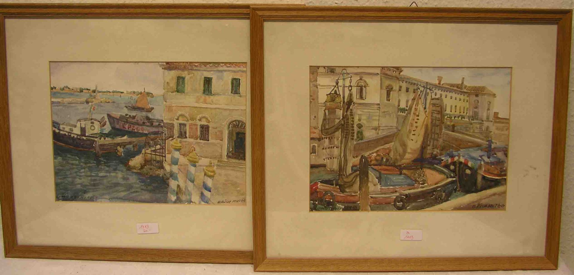 Mutze, Erich (1901 - 1980): "Chioggia". Paar Aquarelle, signiert und bezeichnet, datiert